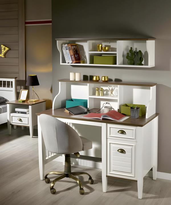 Weißer Holz-Schreibtisch im eleganten Stil für Büro und Homeoffice