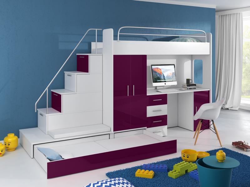 Doppelstockbett Etagenbett Bett Schreibtisch +Schrank Multifunktion Hochbett