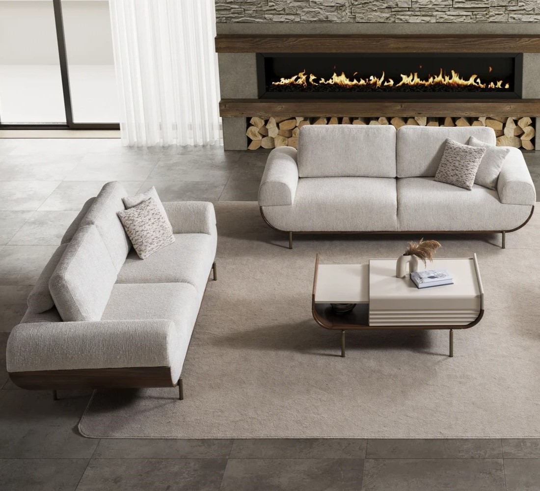 Elegante Graue Sofagarnitur Designer Polstersofas 3-Sitzer Couchen