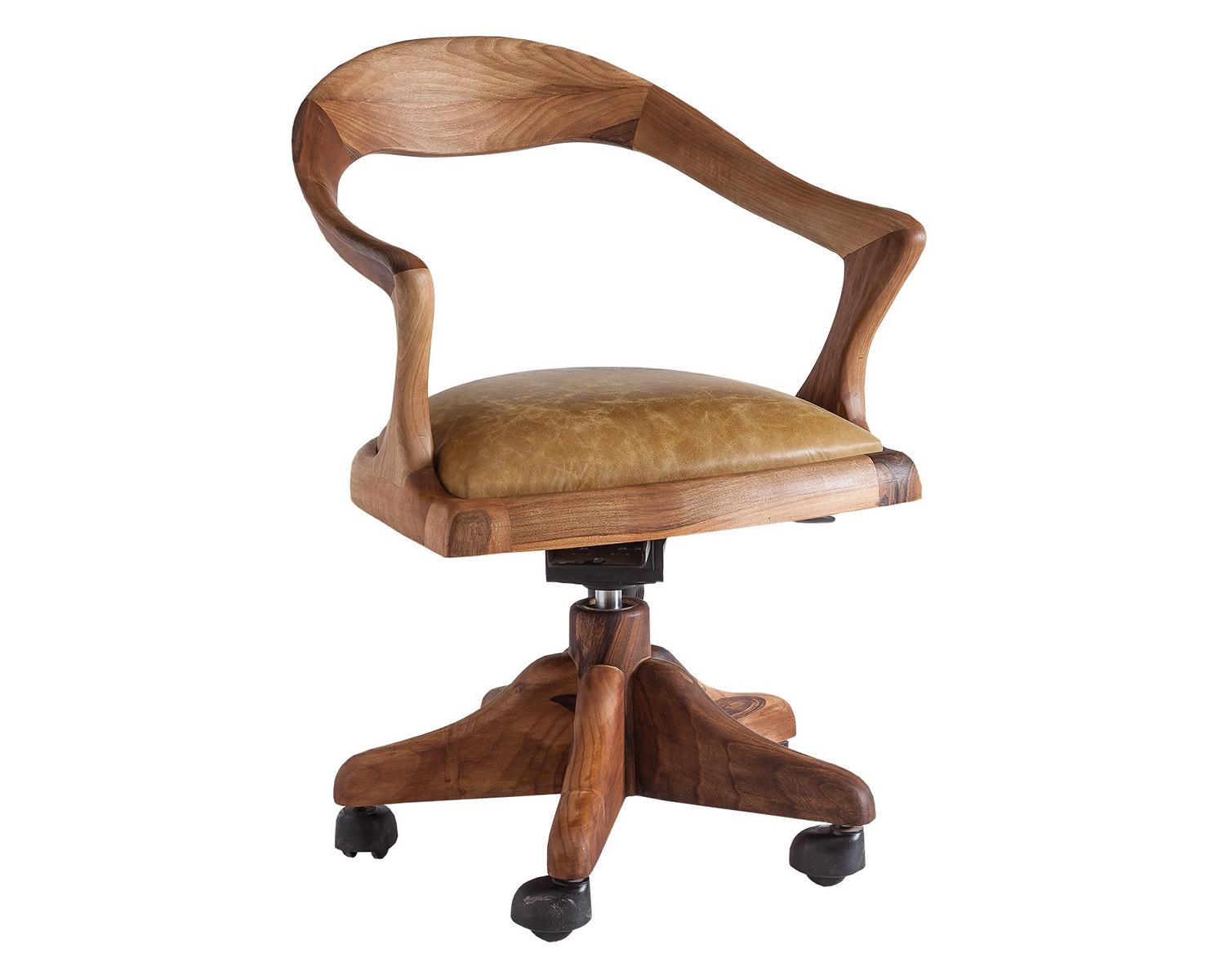 Moderner brauner Kunstledersessel mit Holzrahmen