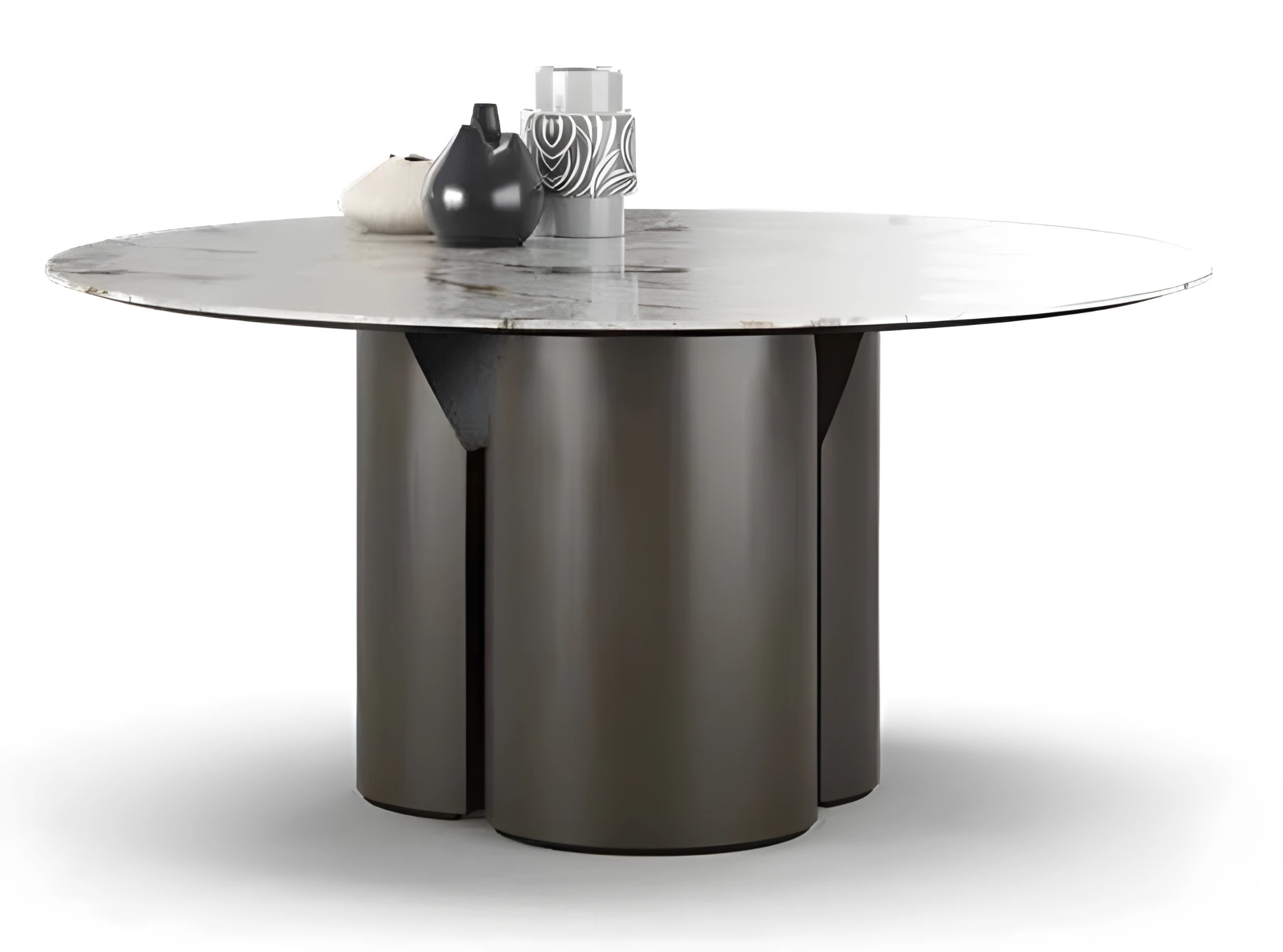 Moderner grauer Couchtisch aus Holz und Marmor