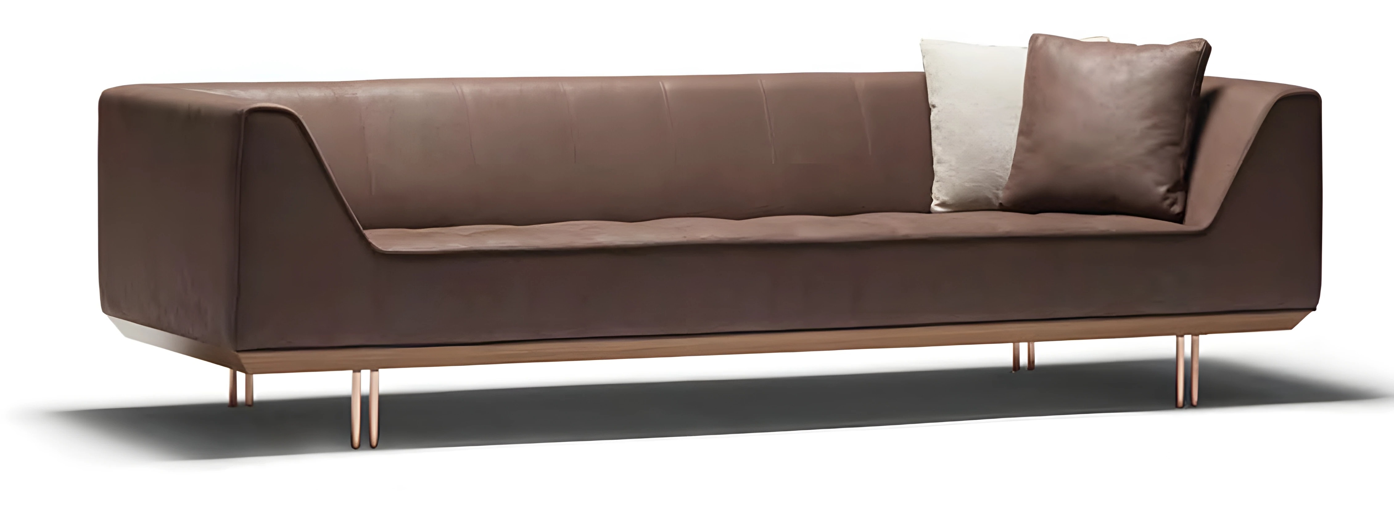 Elegantes braunes Kunstleder 3-Sitzer-Sofa im modernen Stil