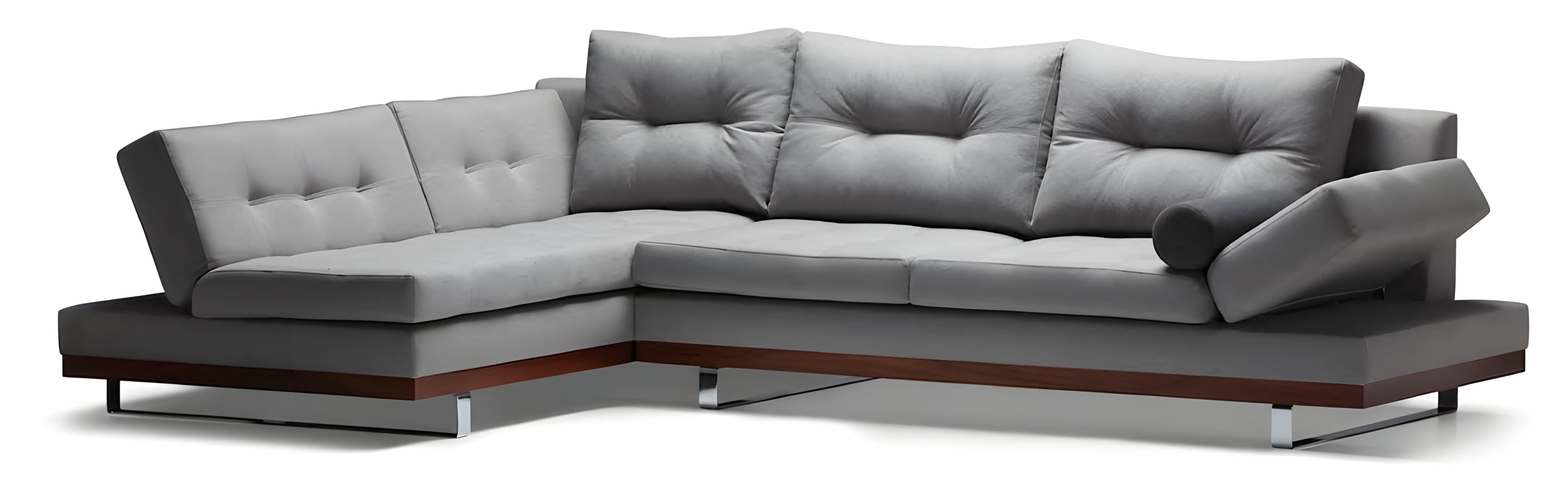 Elegantes graues Ecksofa im L-Format aus Stoff