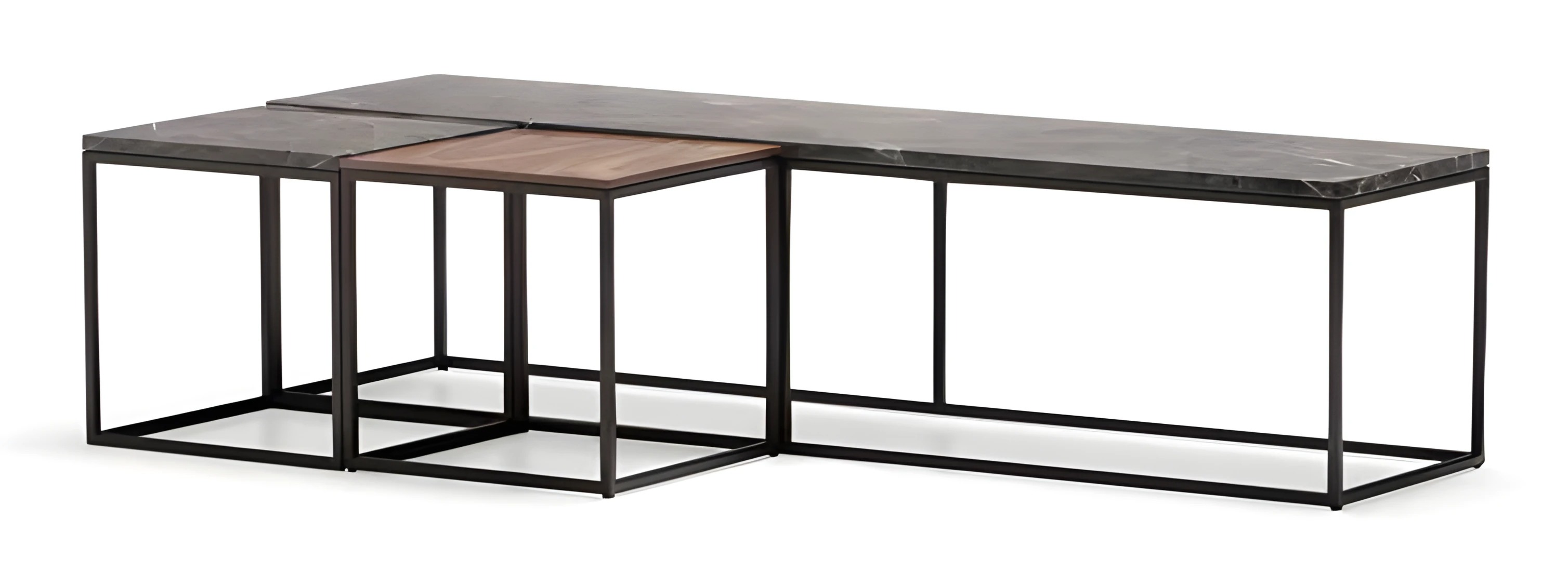 Couchtisch-Set aus Metall in Grau modern elegantes Wohnzimmermöbel