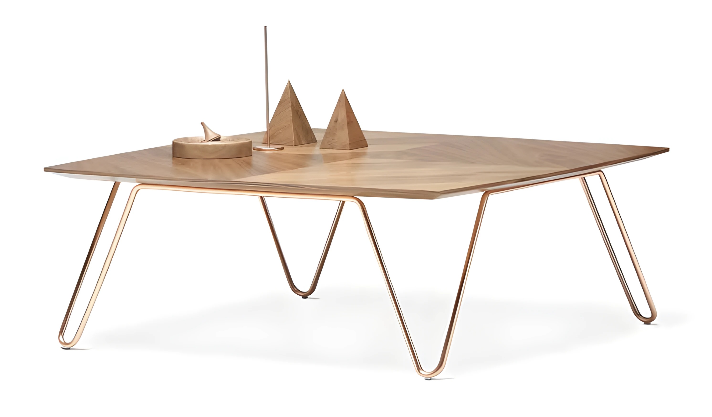 Eleganter Couchtisch aus Holz und Metall in Braun für modernes