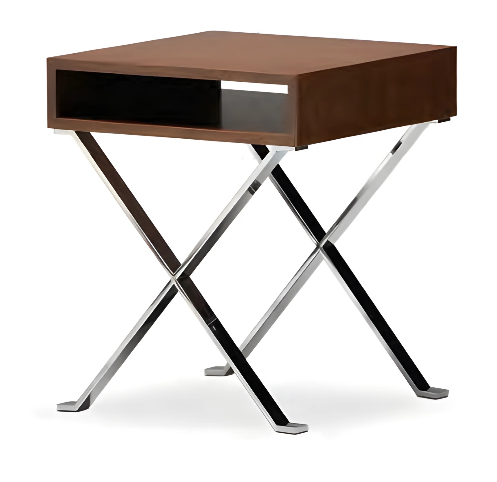 Beistelltisch aus Holz und Metall in Braun modern eleganter Stil