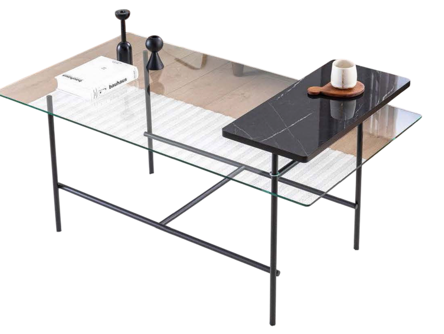 Couchtisch mit Ablage für heiße Getränke Wohnzimmer Tisch 110x60