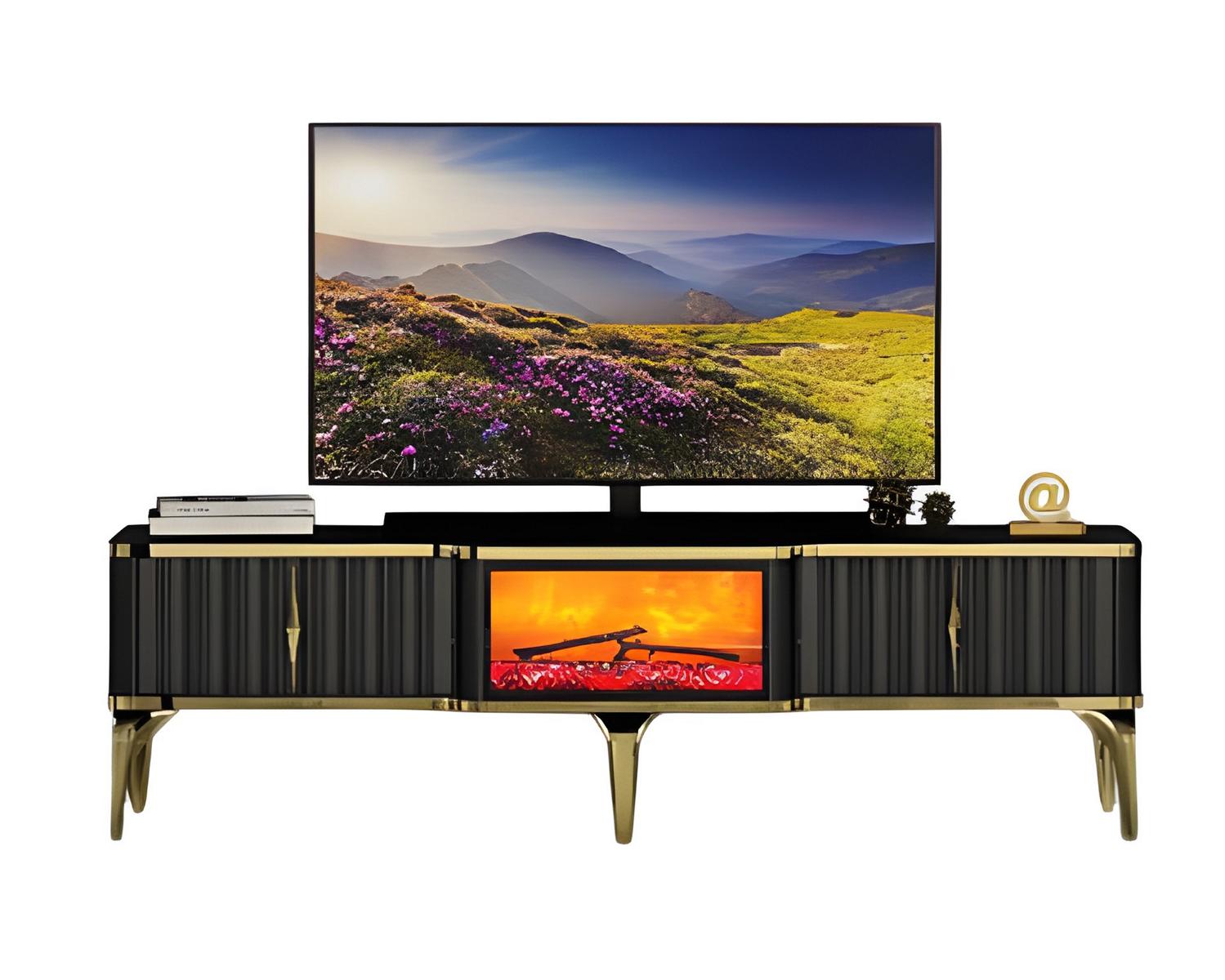 Fernsehtisch TV Lowboard Sideboard Dekokamin Wohnzimmerschrank Stilvoll