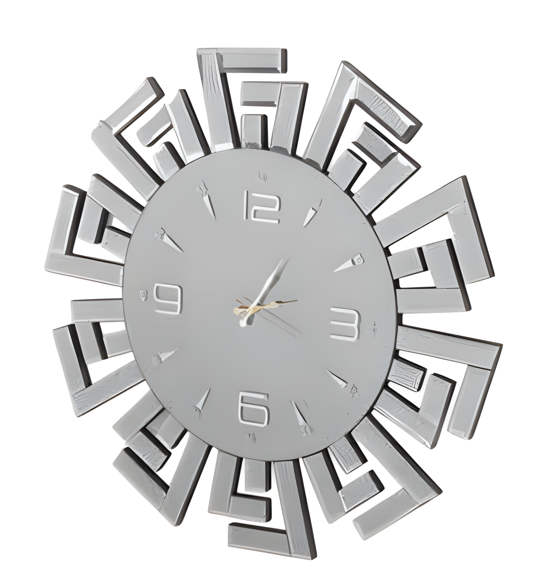 Moderne graue Wanduhr aus Holz für Wohnzimmer und Büro