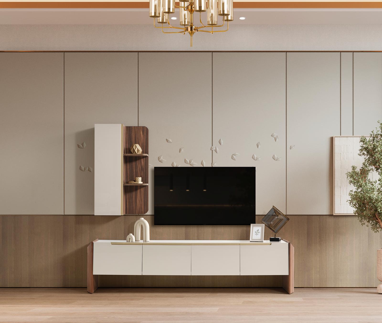 Moderner TV-Ständer aus Holz in Beige