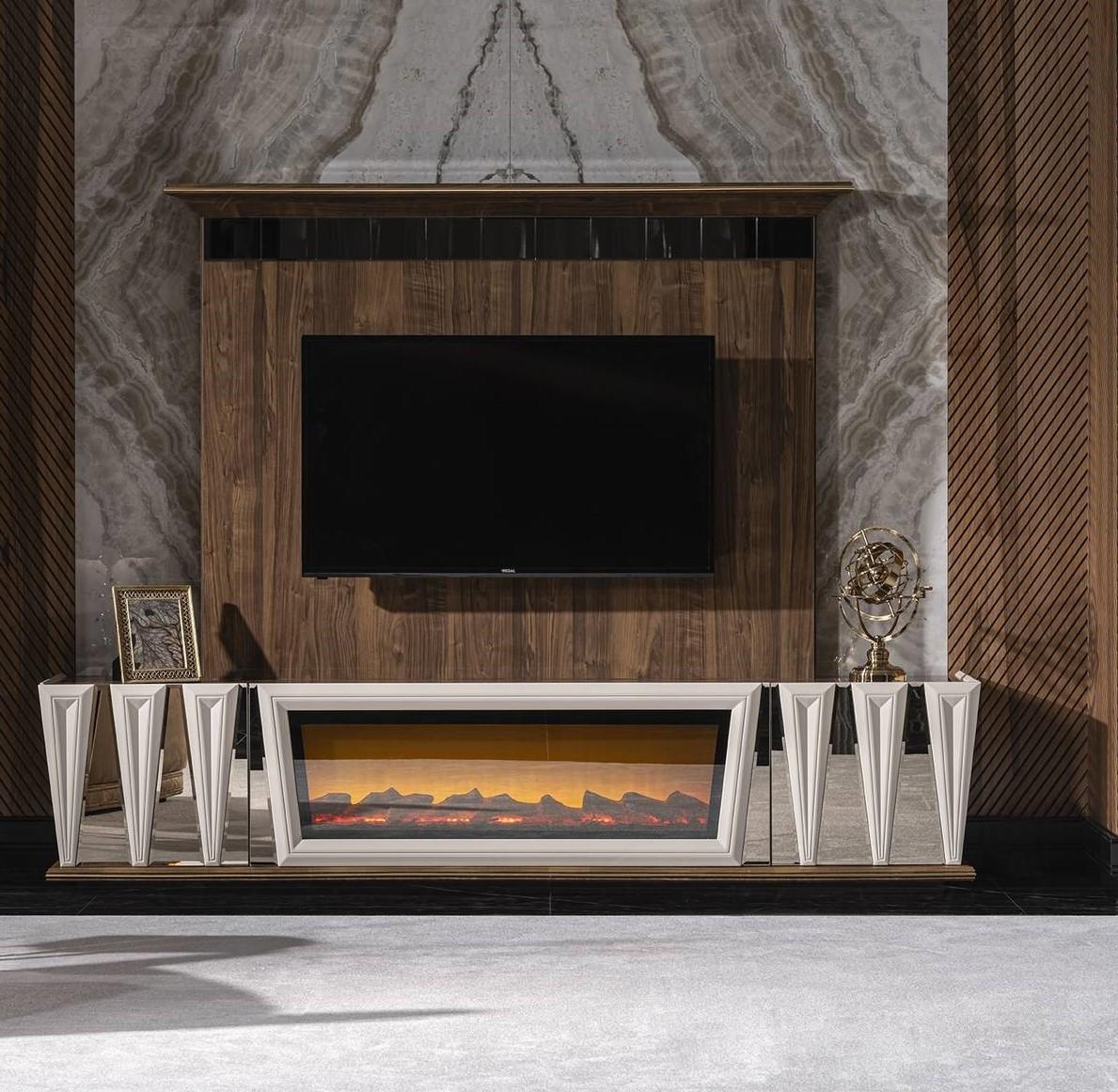 Gruppe RTV Lowboard TV Ständer Sideboard Panel 2tlg Holz Weiß Regal