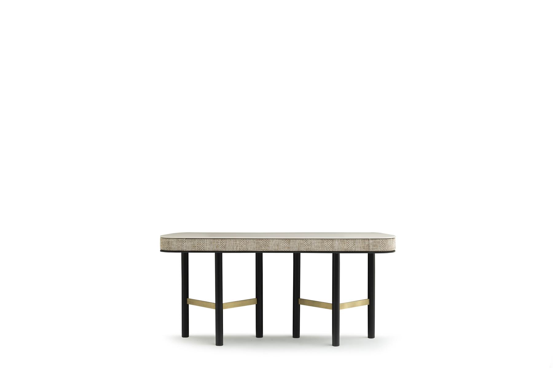 Eleganter Beigefarbener Holz-Konsolentisch im Stilvoll-Design