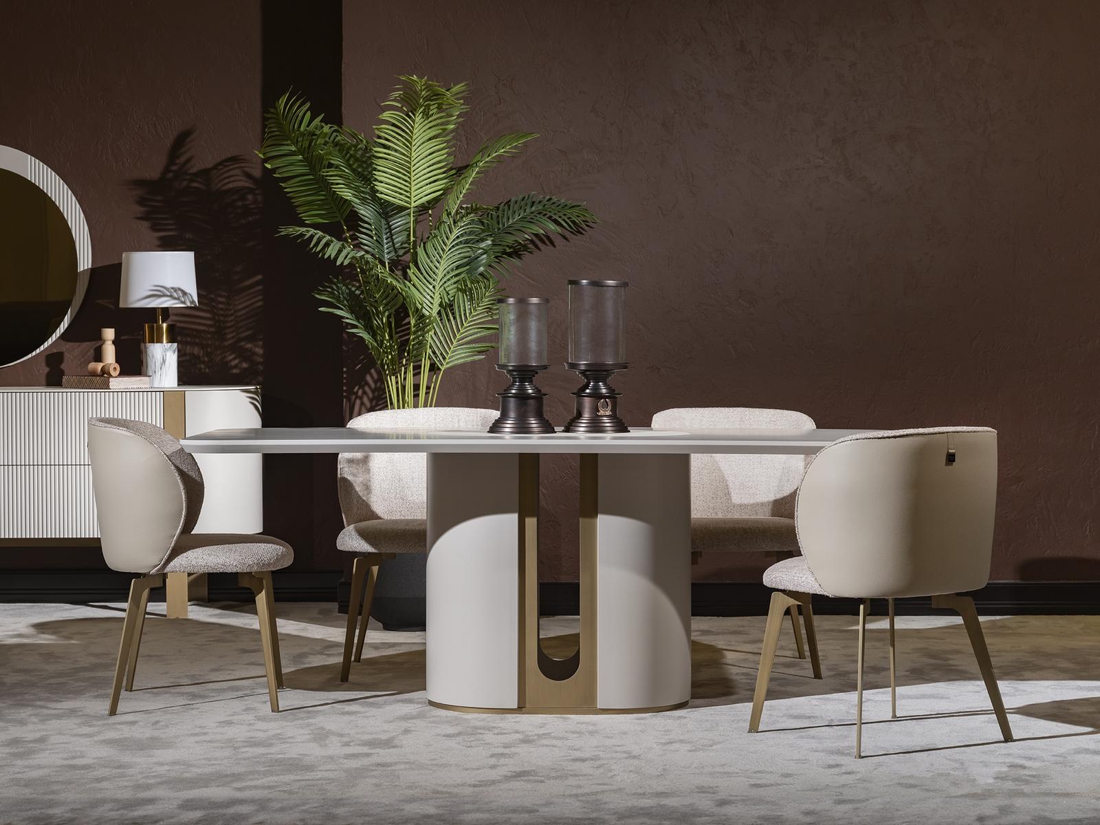 Esstisch  Esstische Tische Tisch Design Beige Luxus Esszimmer Möbel Hochwertig