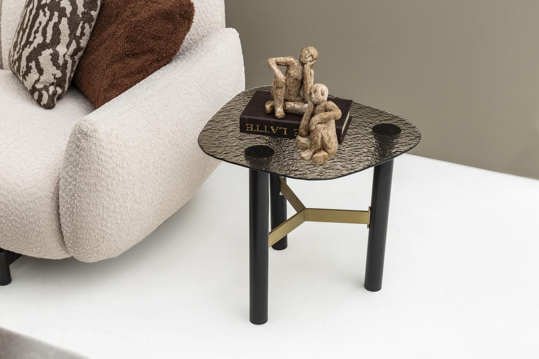 Beistelltisch aus Glas in Braun modern eleganter Wohnstil