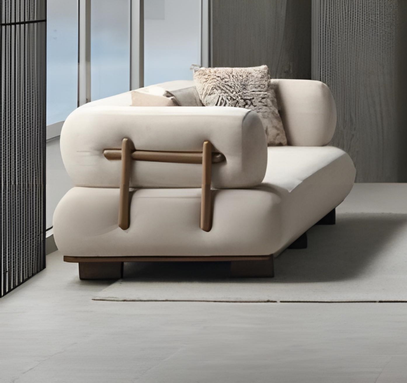 Formschöner Deisitzer Sofa mit weichem Stoff und eleganter Form