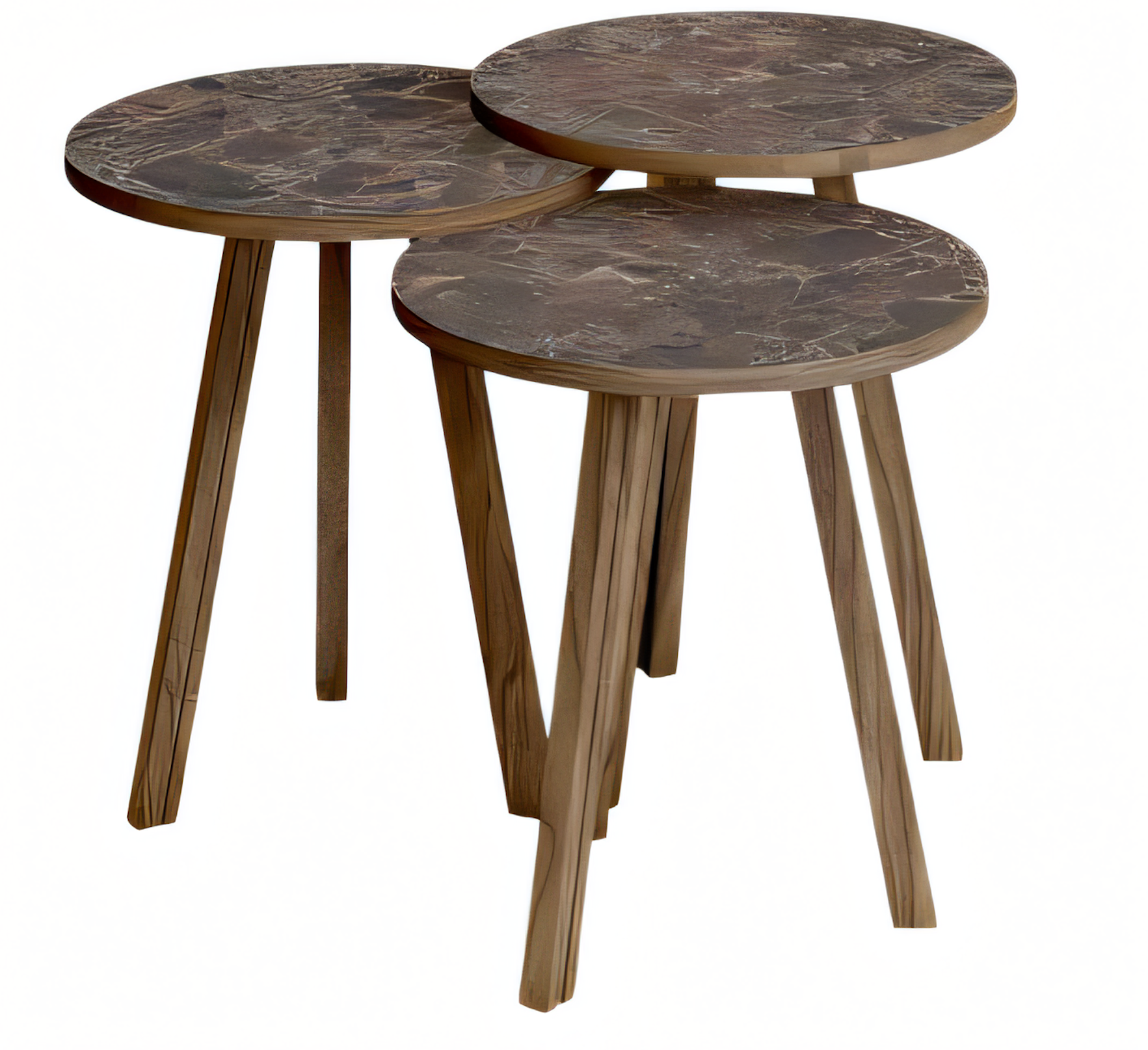 Elegantes braunes Holz Couchtisch-Set im modernen Stil