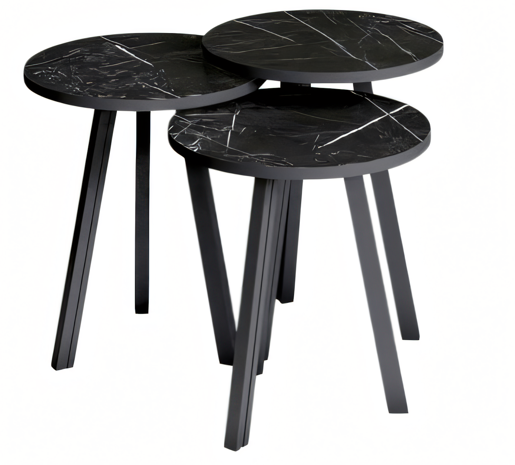 Elegantes schwarzes Couchtisch-Set aus Holz im modernen Stil