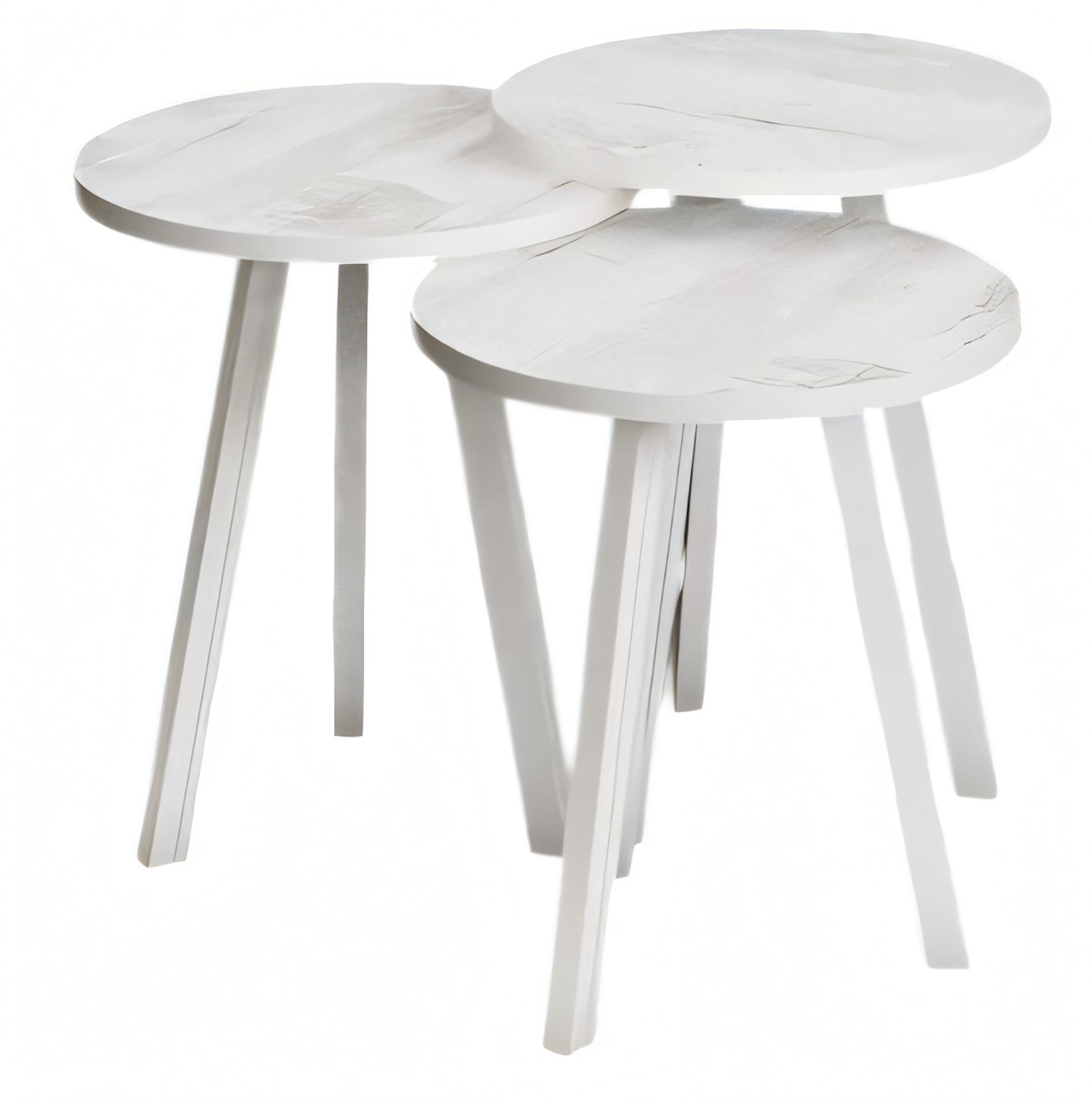 Elegantes Weißes Holz Couchtisch-Set Modern Wohnzimmermöbel