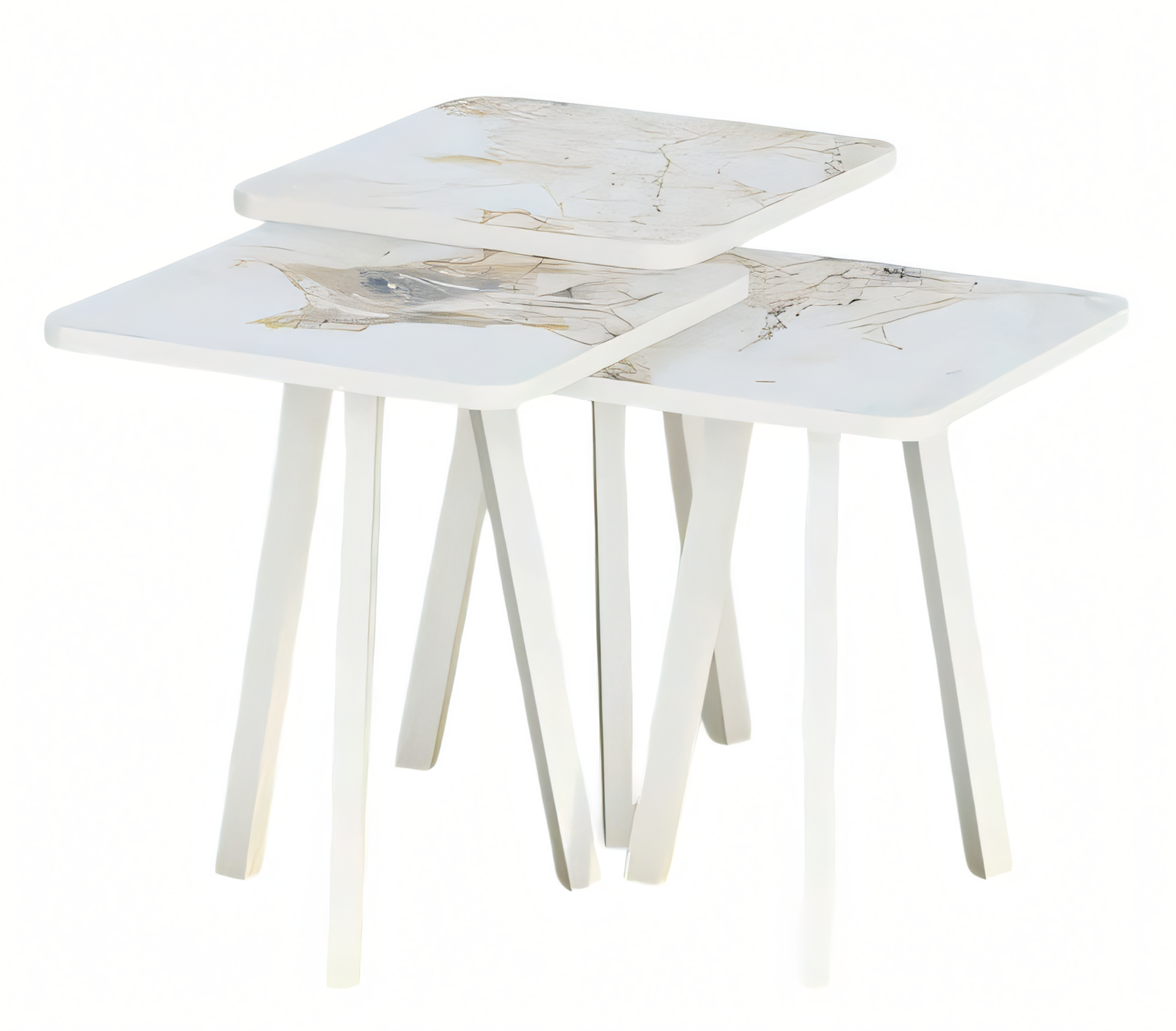 Weißes Holz Couchtisch-Set im modernen Design