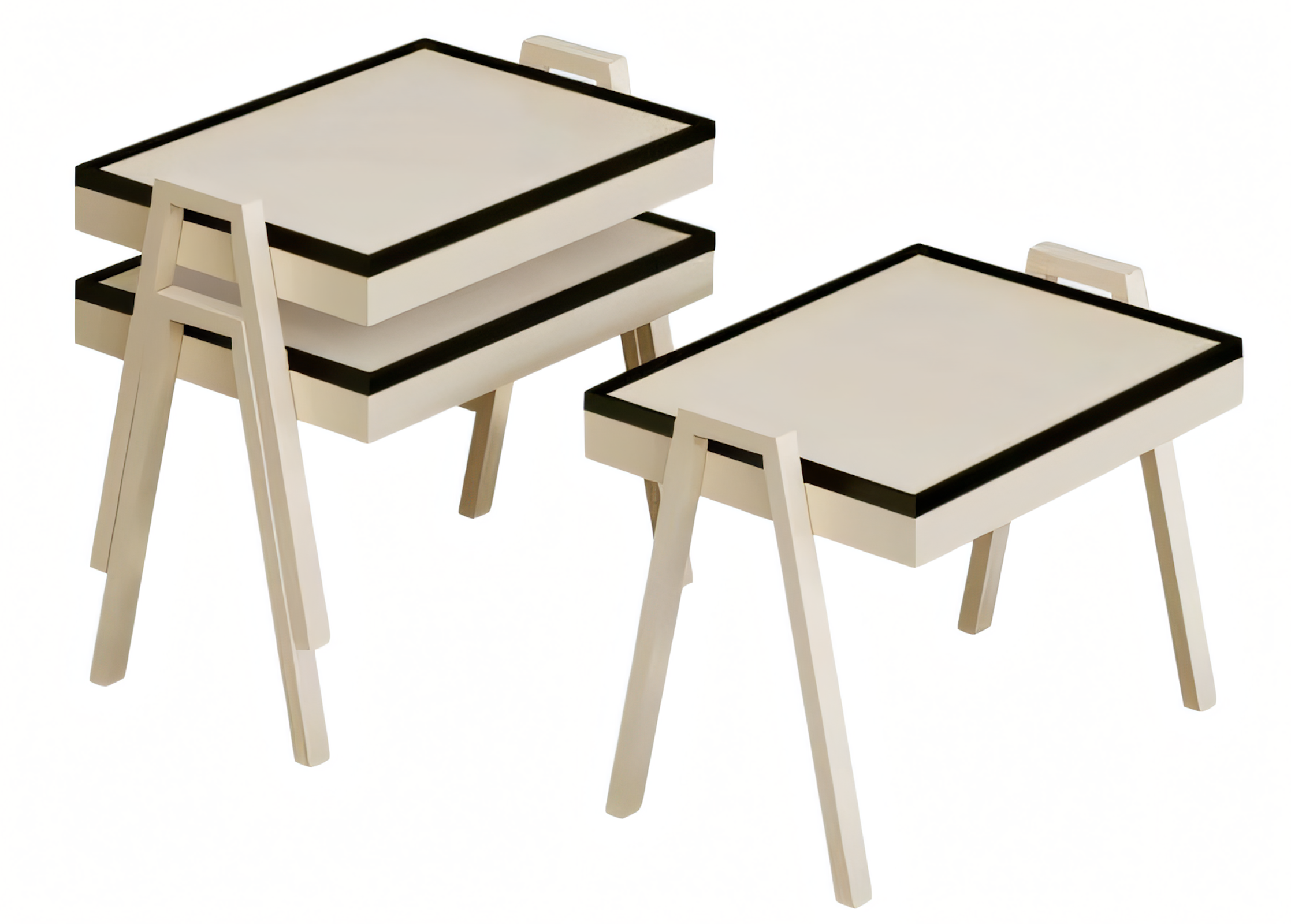 Couchtisch-Set aus Holz in Beige, eleganter moderner Stil
