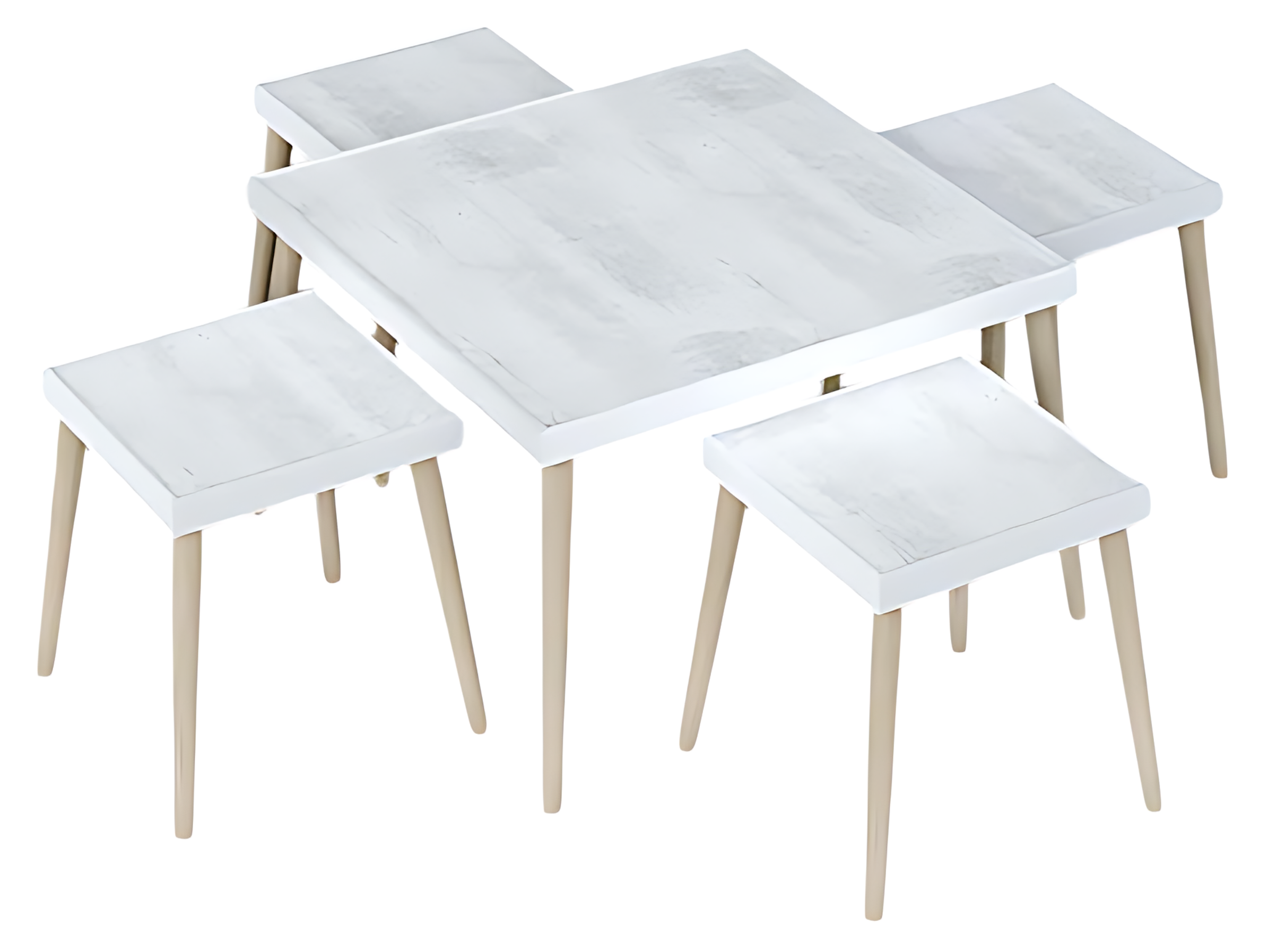 Elegantes weißes Wohnzimmer-Set aus Holz und MDF