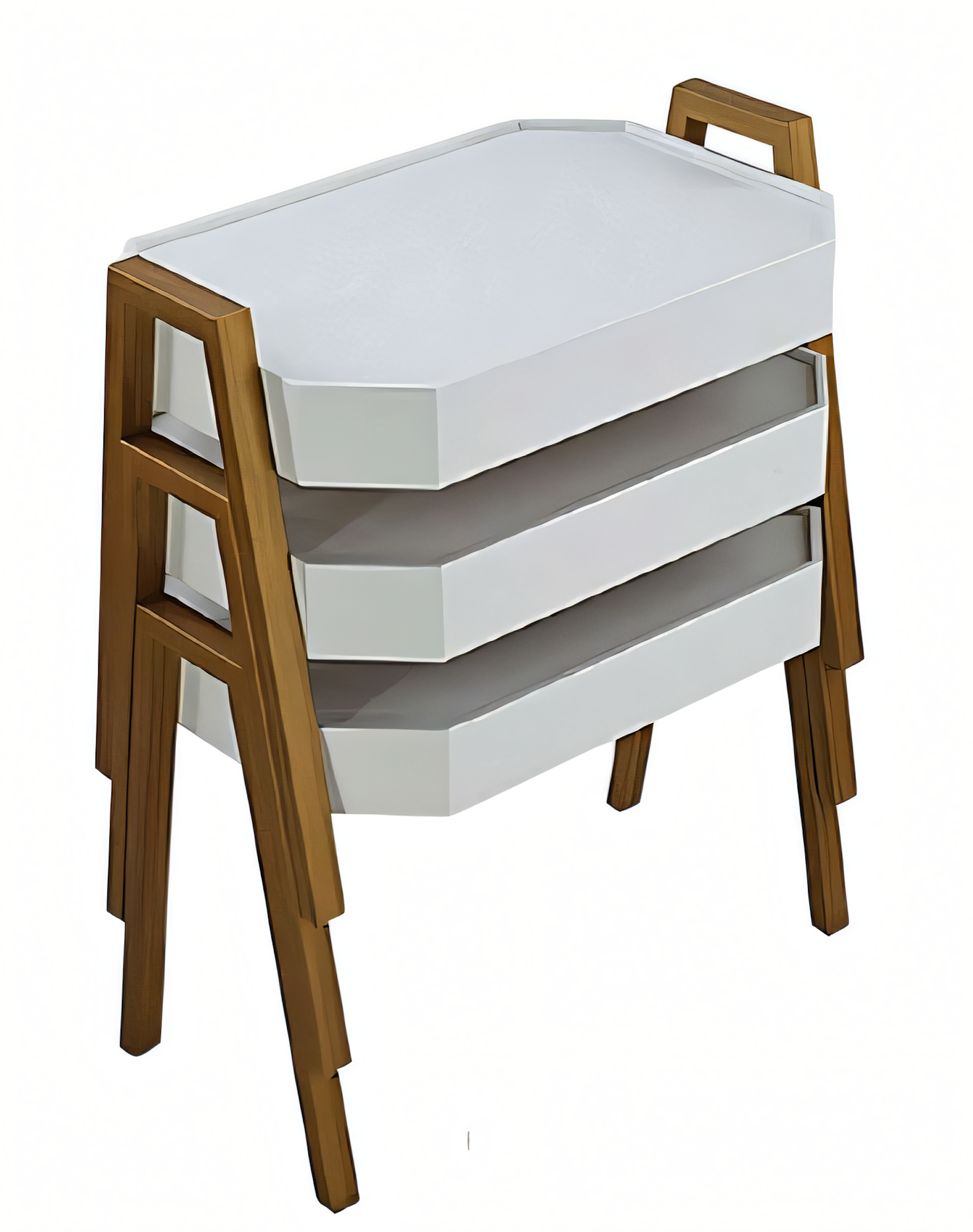 Elegantes weißes Couchtisch-Set aus Holz im modernen Stil