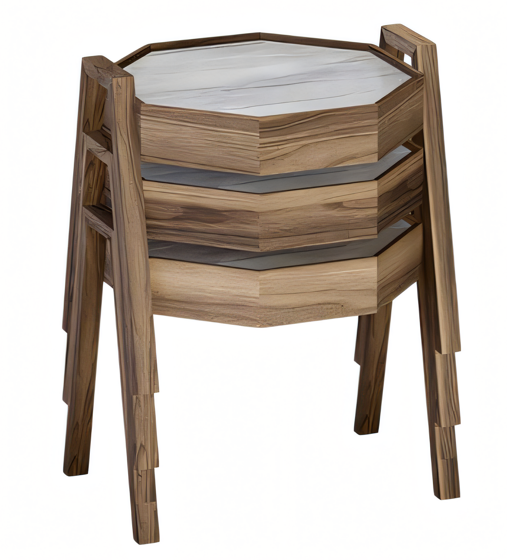Elegantes braunes Holz Couchtisch-Set modern stilvoll