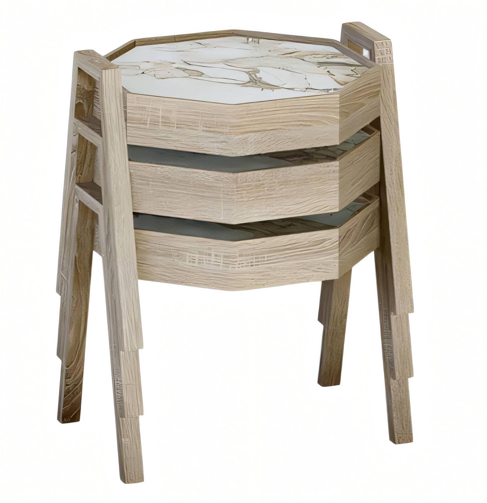 Couchtisch-Set aus Holz in Beige modern und elegant