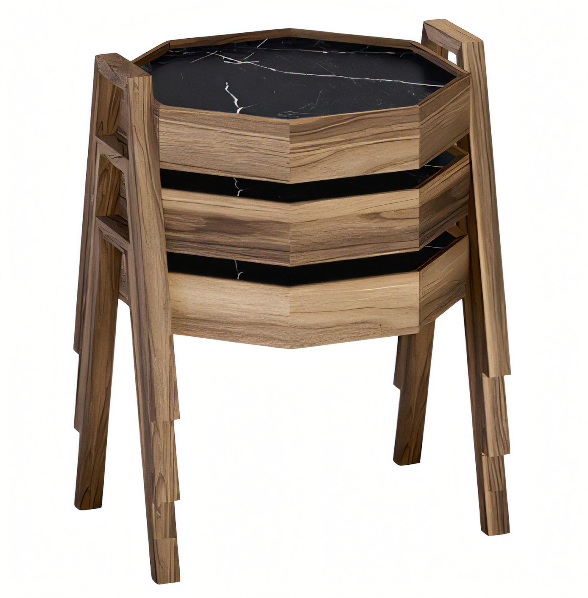 Elegantes schwarzes Holz Couchtisch-Set modern und robust