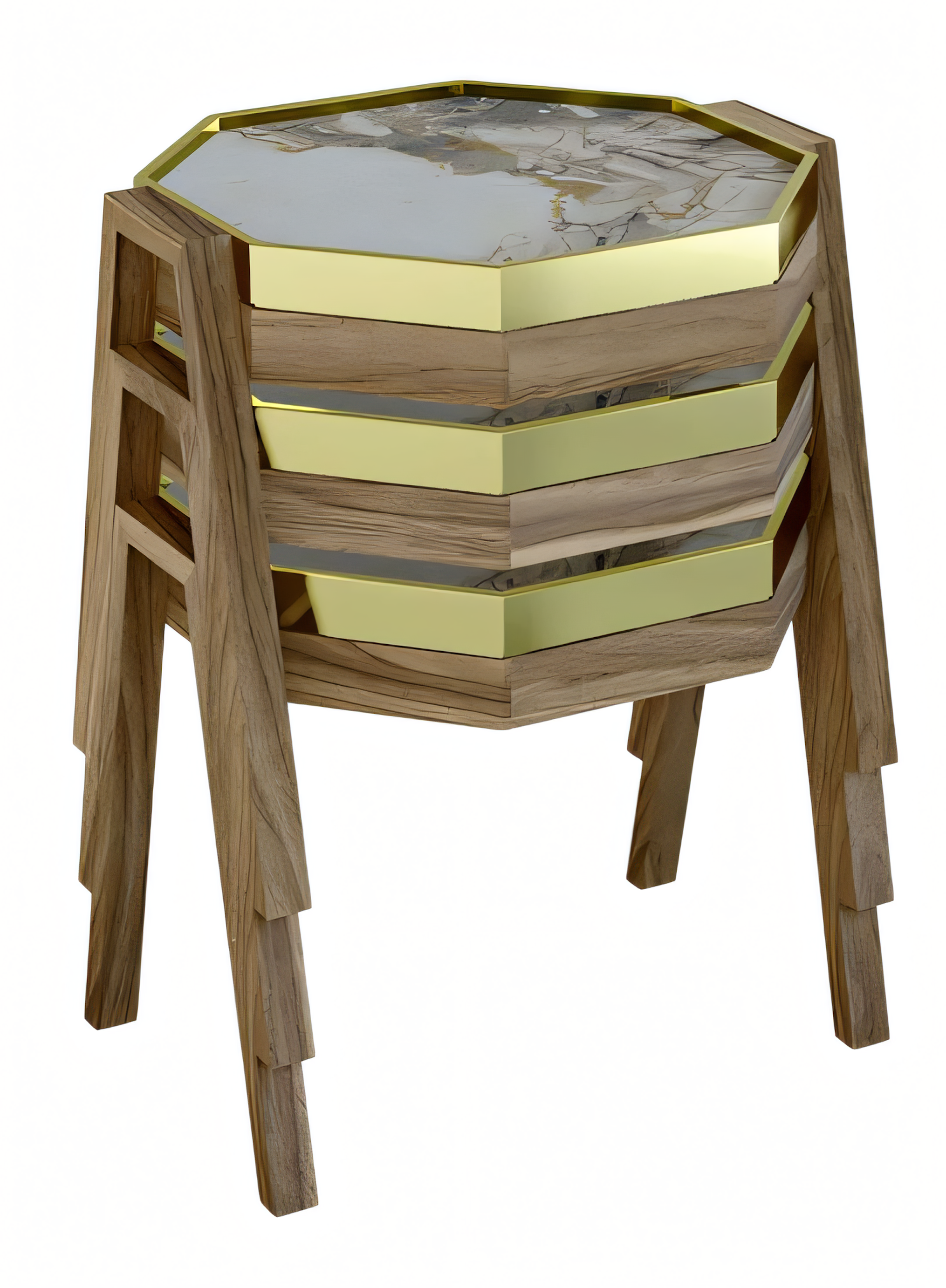 Couchtisch-Set aus Holz in Braun modern eleganter Stil