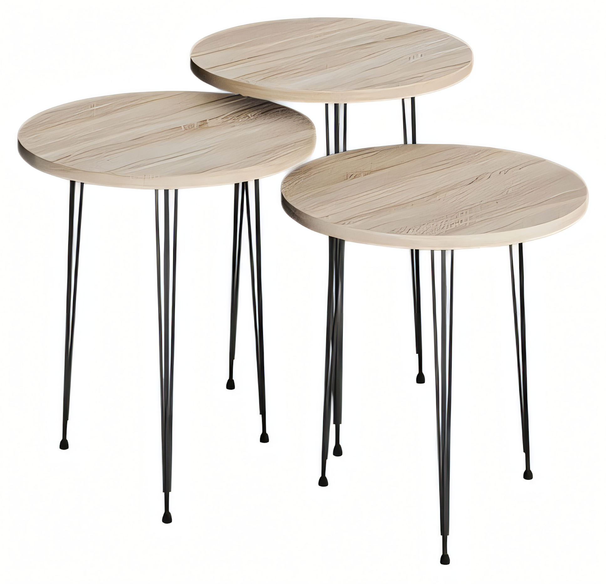 Elegantes braunes Couchtisch-Set aus Holz und Metall