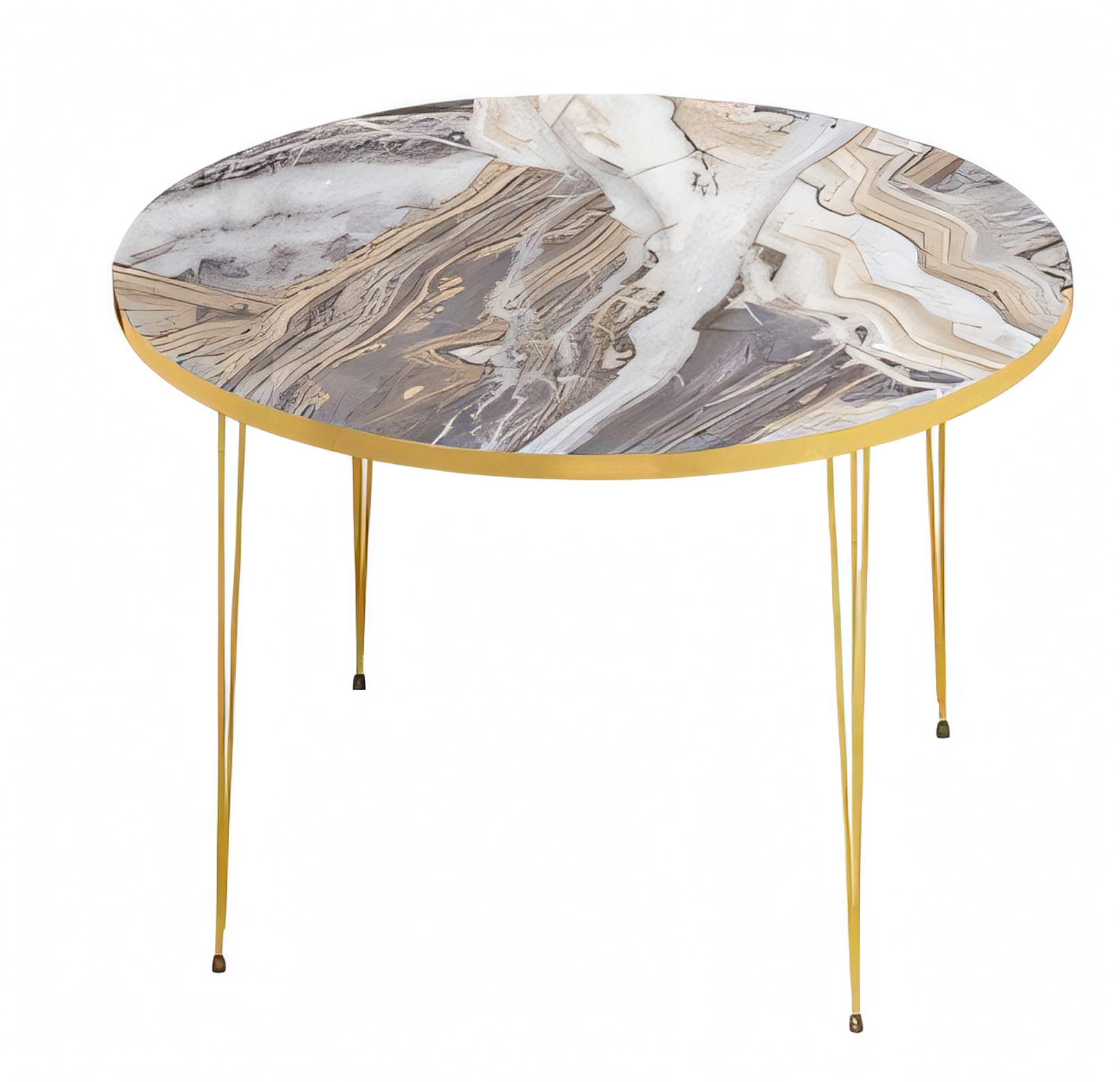 Moderner Mehrfarbiger Couchtisch aus Holz und Edelstahl