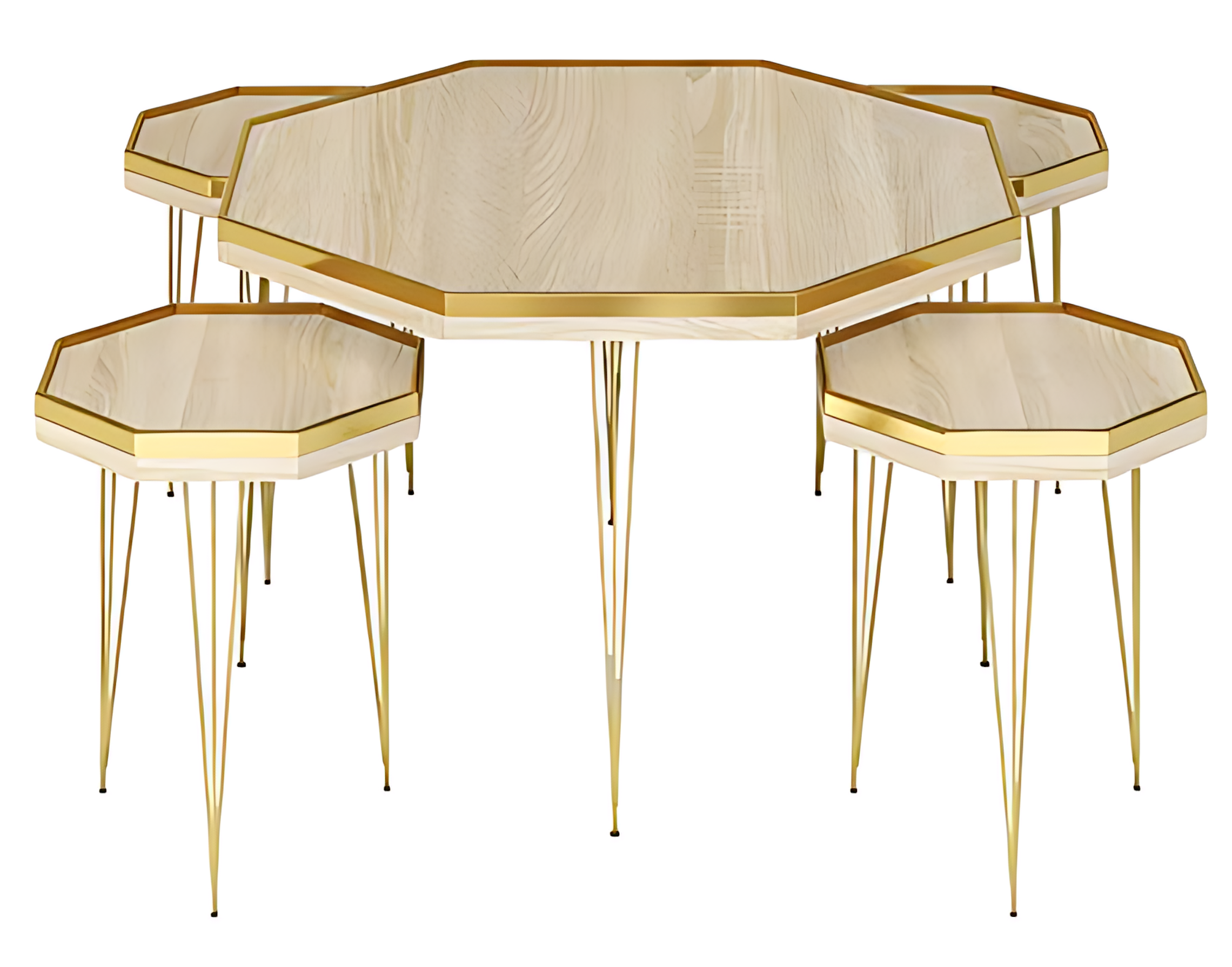 Wohnzimmer-Set in Beige aus MDF und Edelstahl modern und elegant