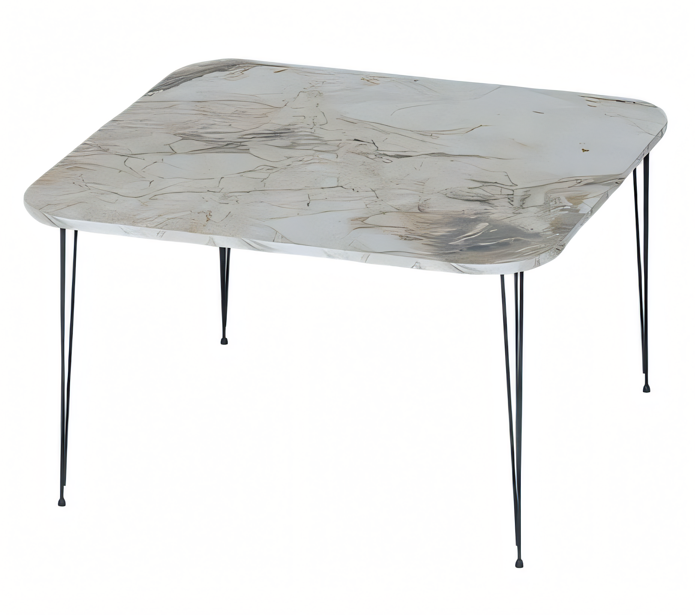 Moderner Mehrfarbiger Couchtisch aus Holz und Edelstahl