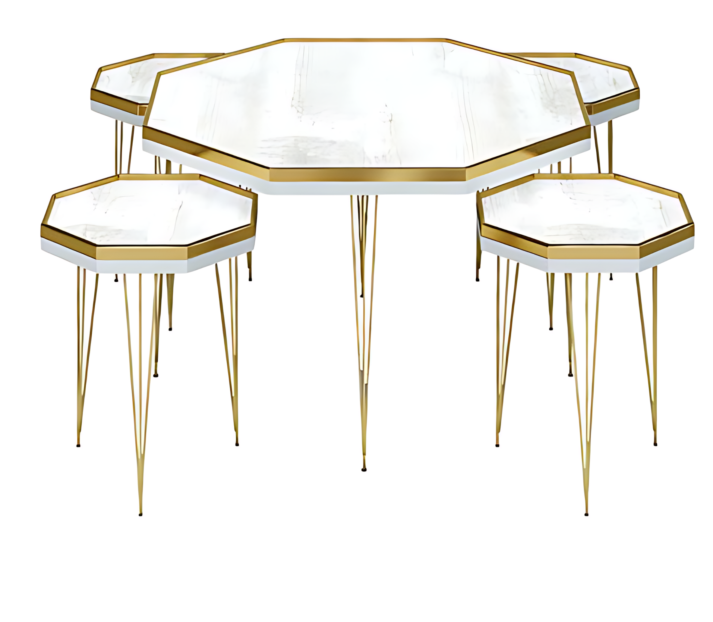 Wohnzimmer-Set Weiß Modern MDF Edelstahl Elegant