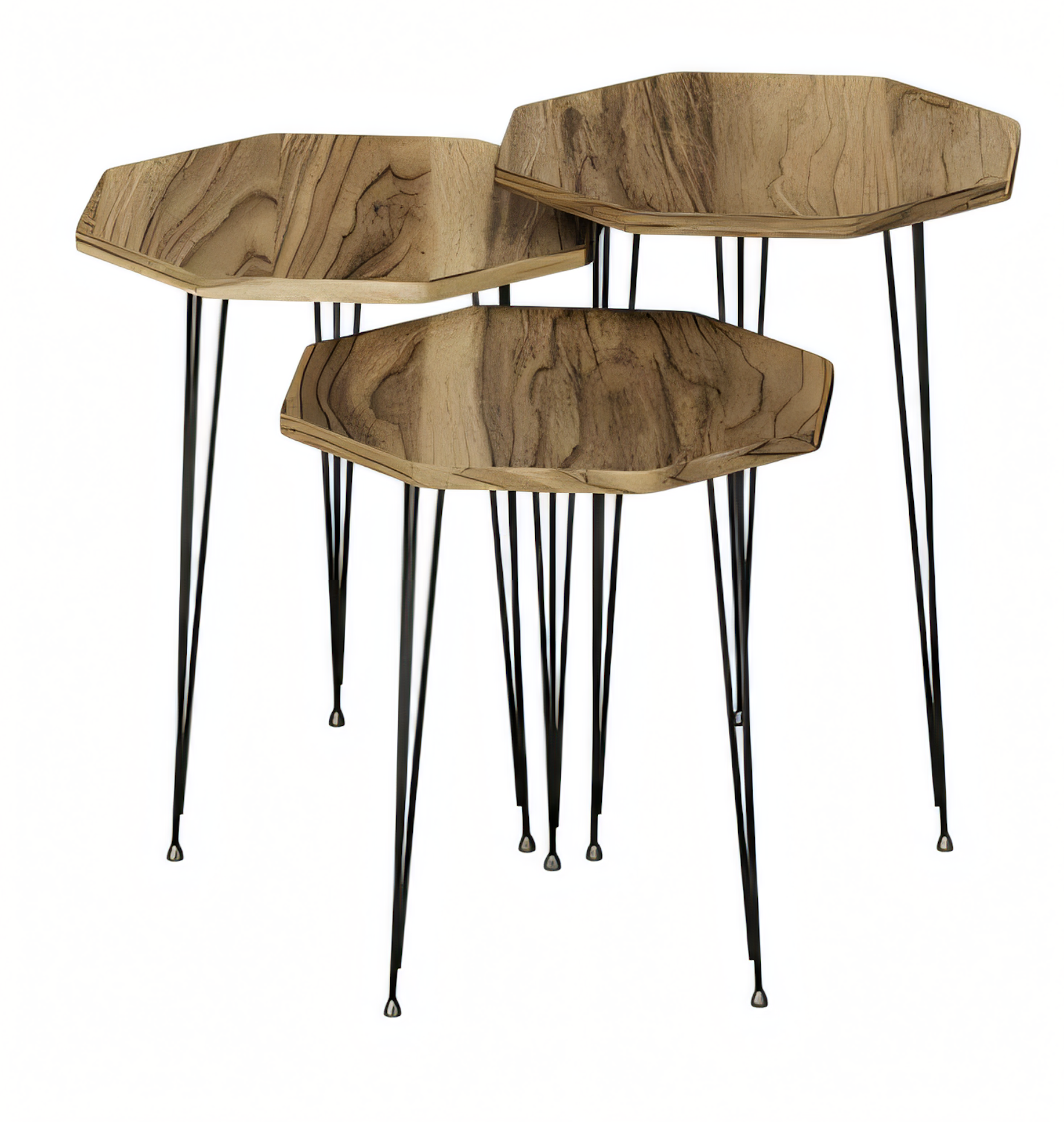 Moderner brauner Couchtisch aus Holz und Metall