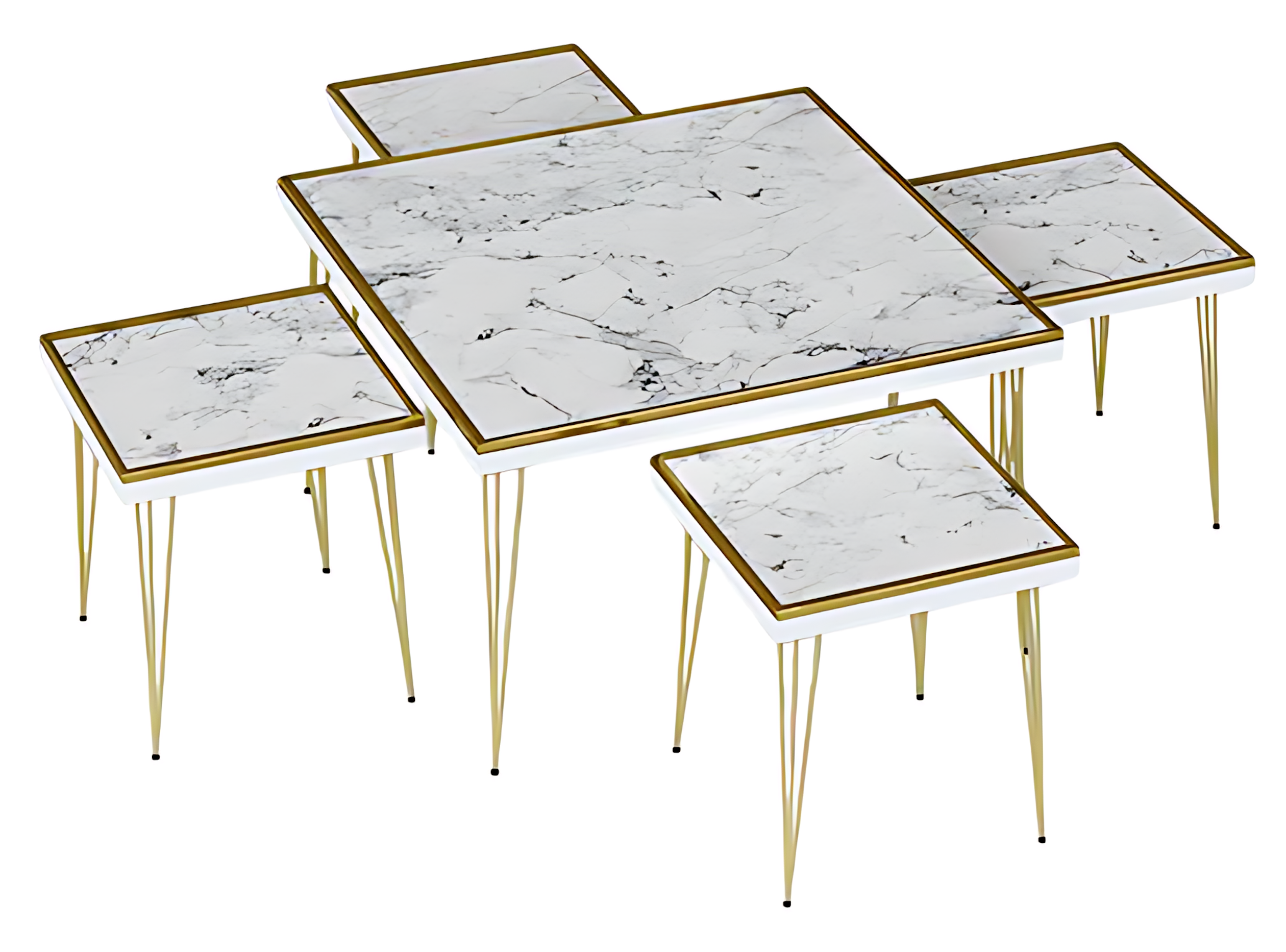 Weißes Wohnzimmer-Set aus MDF und Edelstahl im modernen Stil