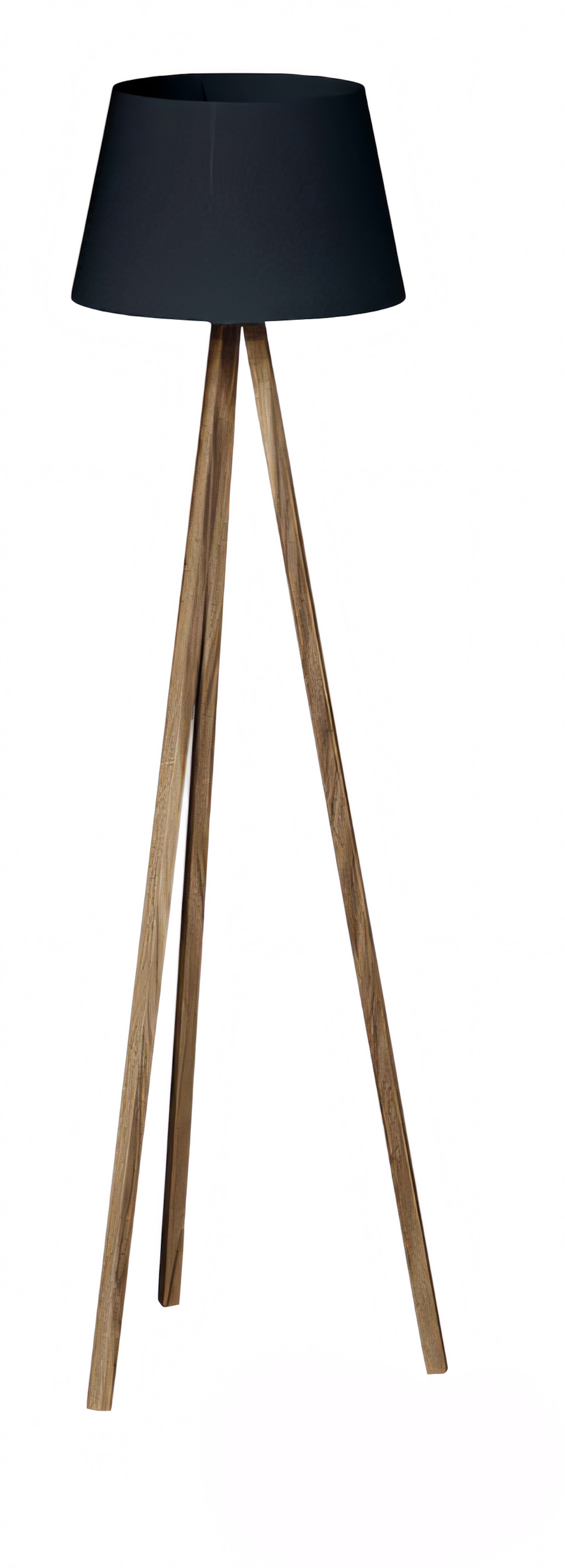 Elegante schwarze Stehlampe aus Holz im modernen Design