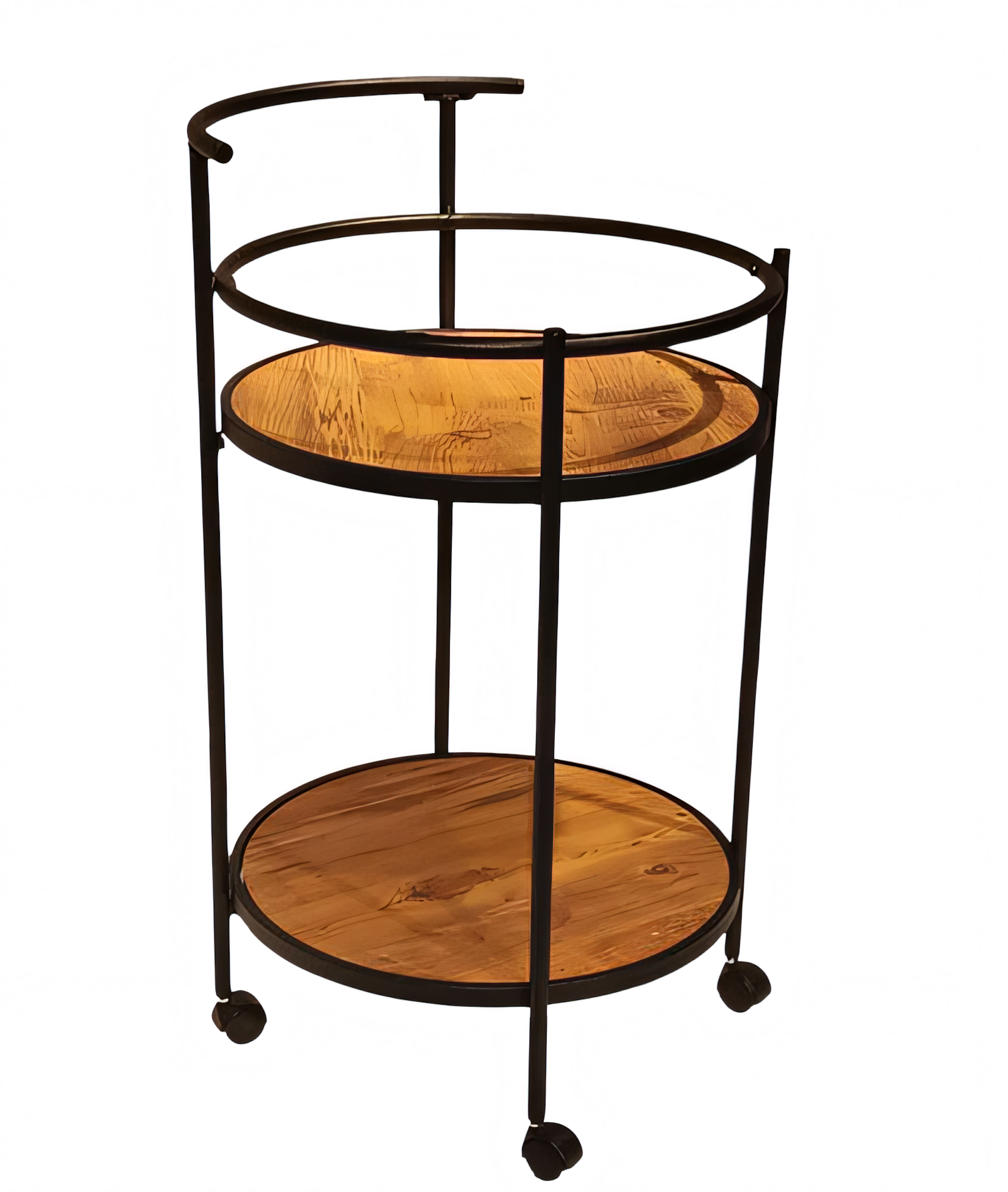 Eleganter Servierwagen aus Holz und Edelstahl in Braun