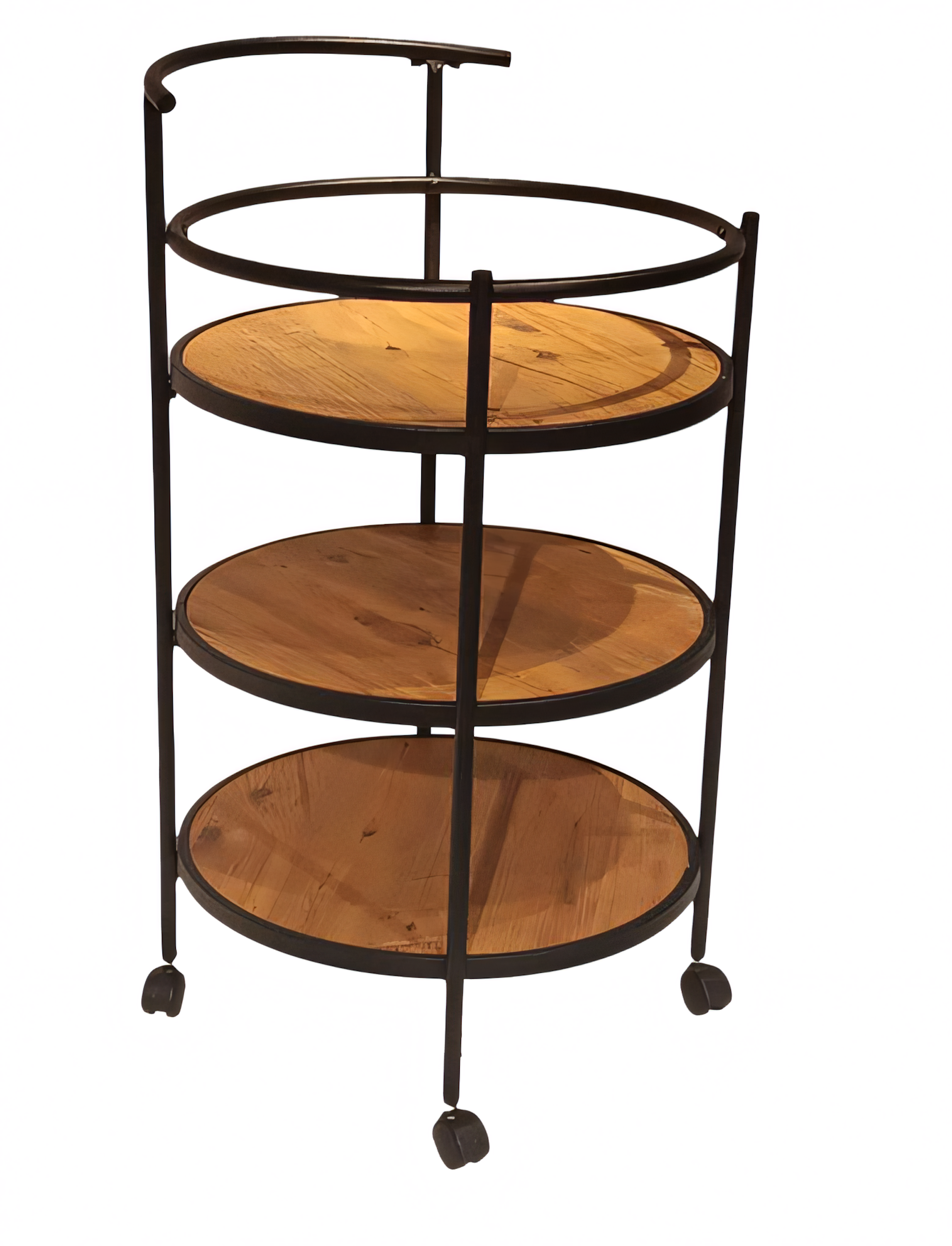 Eleganter Servierwagen aus Holz in Braun mit Edelstahlakzenten