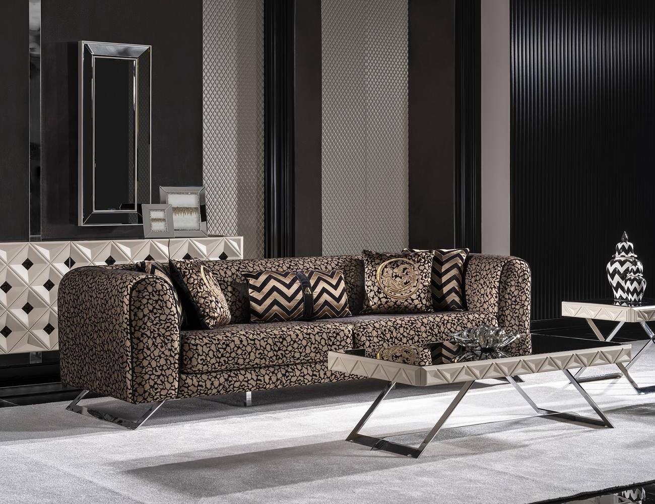 Elegantes braunes Holz-Textil 2-teiliges Wohnzimmermöbel-Set