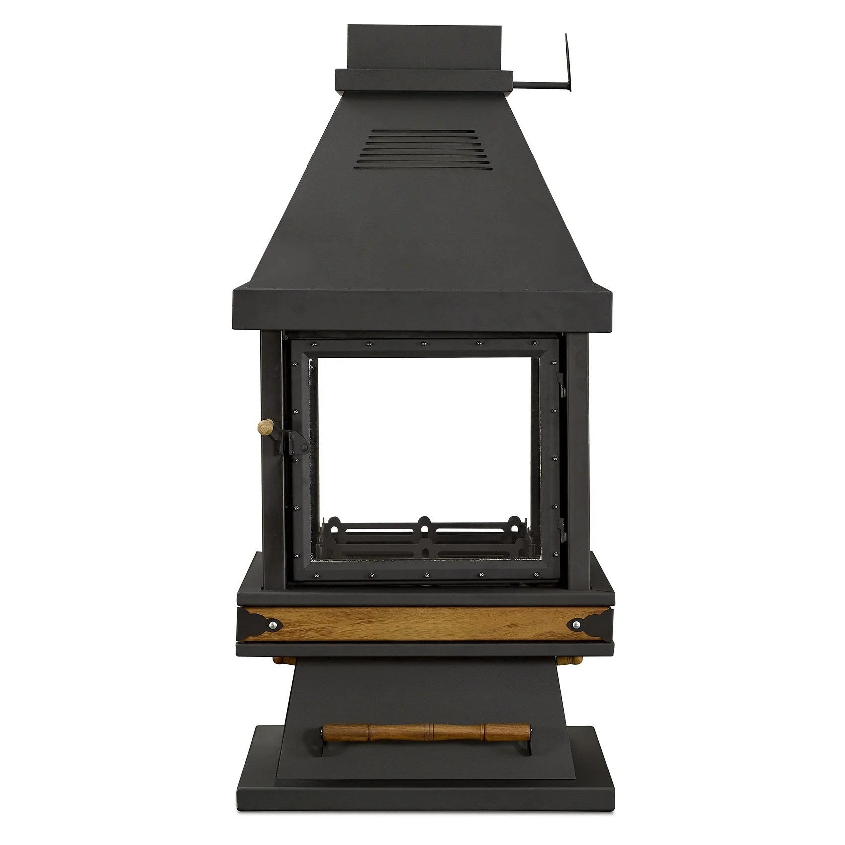 Schwarzer Edelstahl-Holz Kamin modern stilvoll