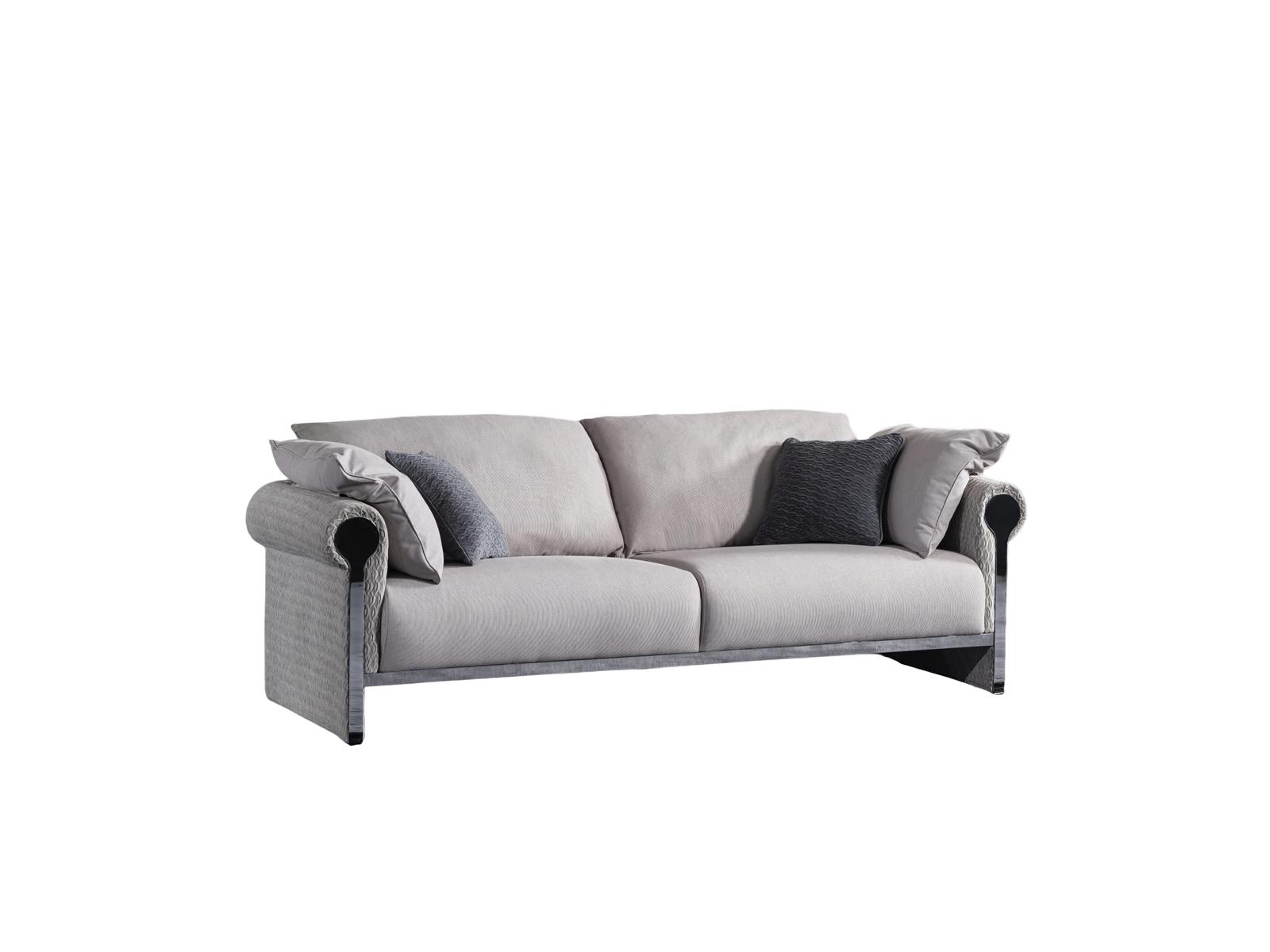 Graues Holz-Textil 3-Sitzer Sofa modern und elegant