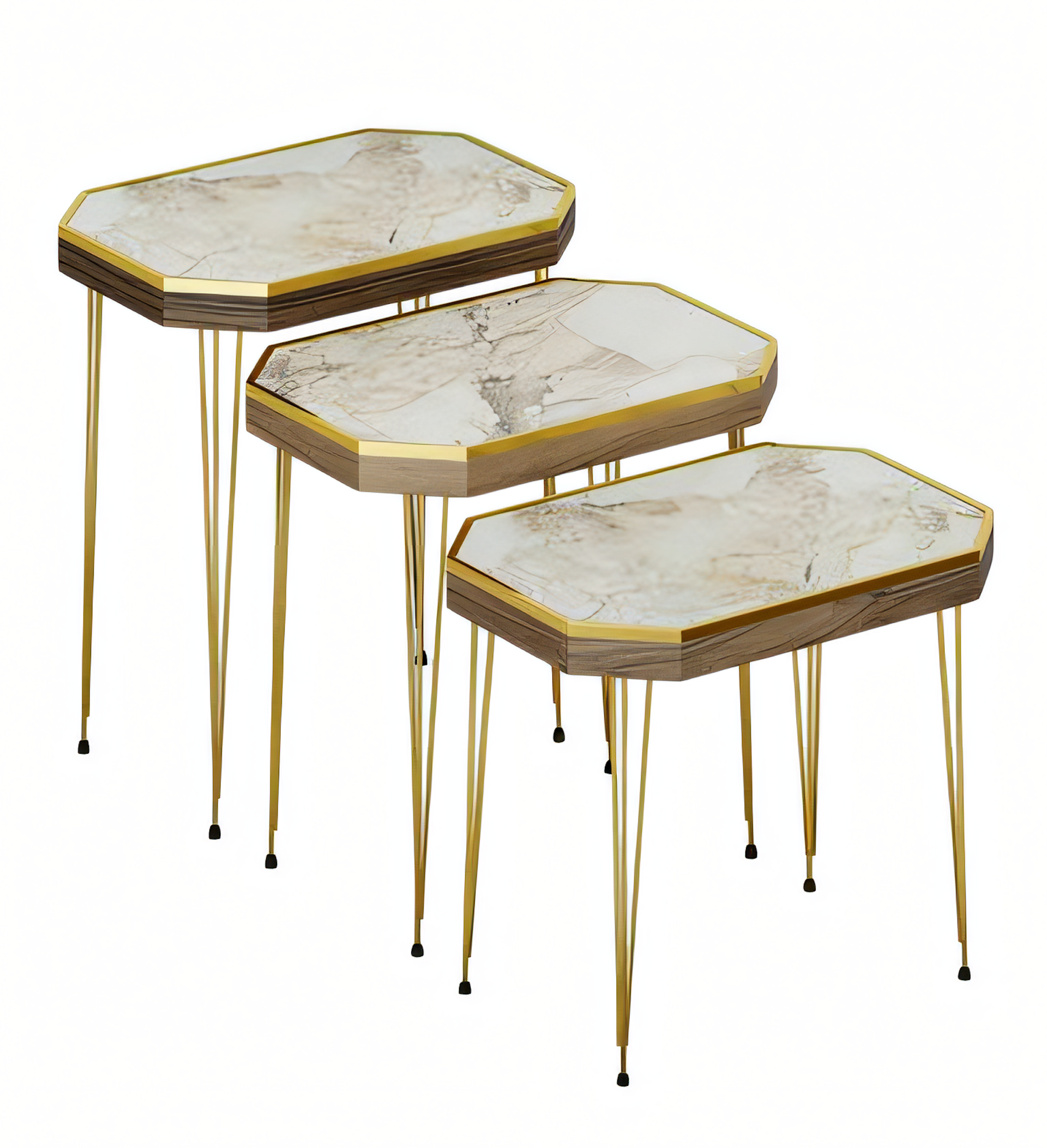 Beistelltische aus Holz in Beige, eleganter moderner Stil