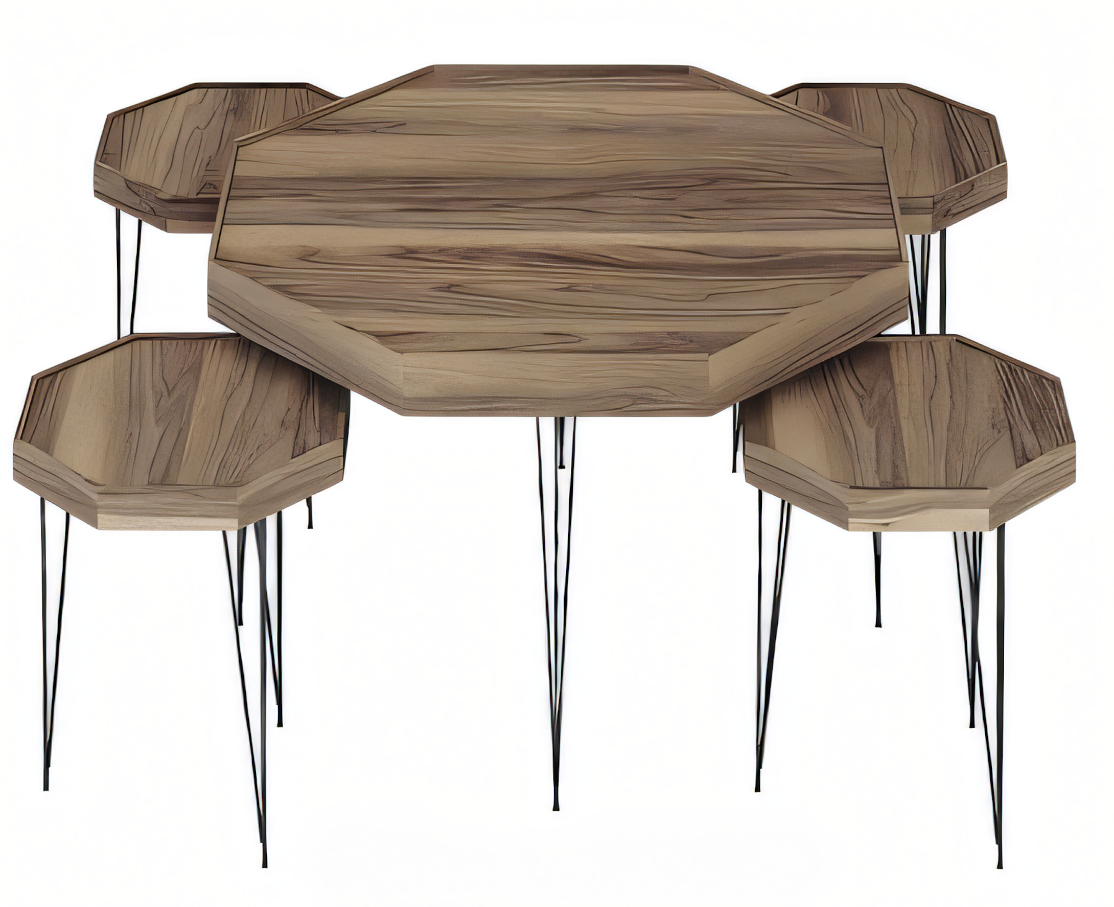 Eleganter Brauner Holz Couchtisch mit Beistelltischen im modernen Stil