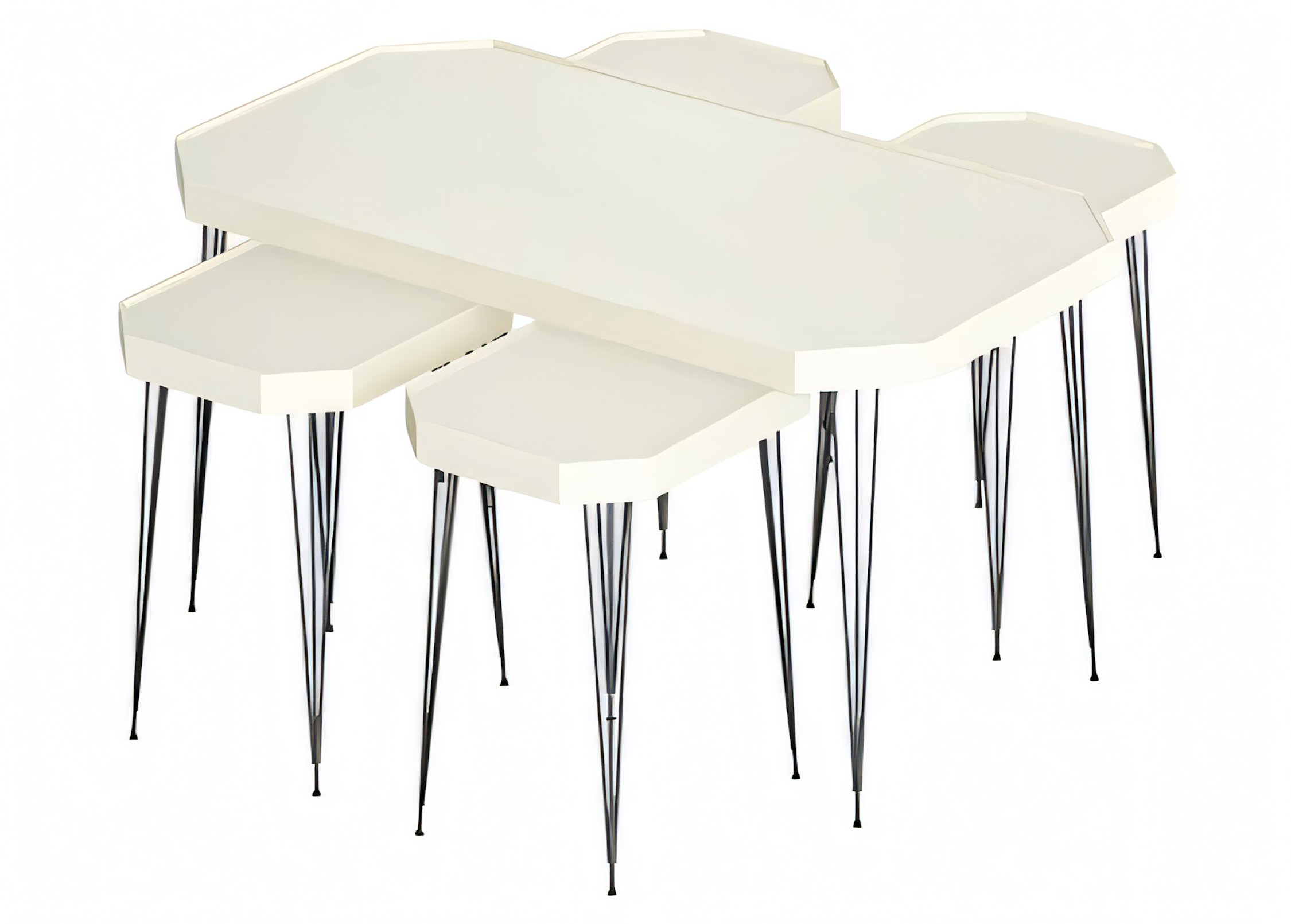 Weiße Holz Couchtisch mit Beistelltischen im modernen Stil