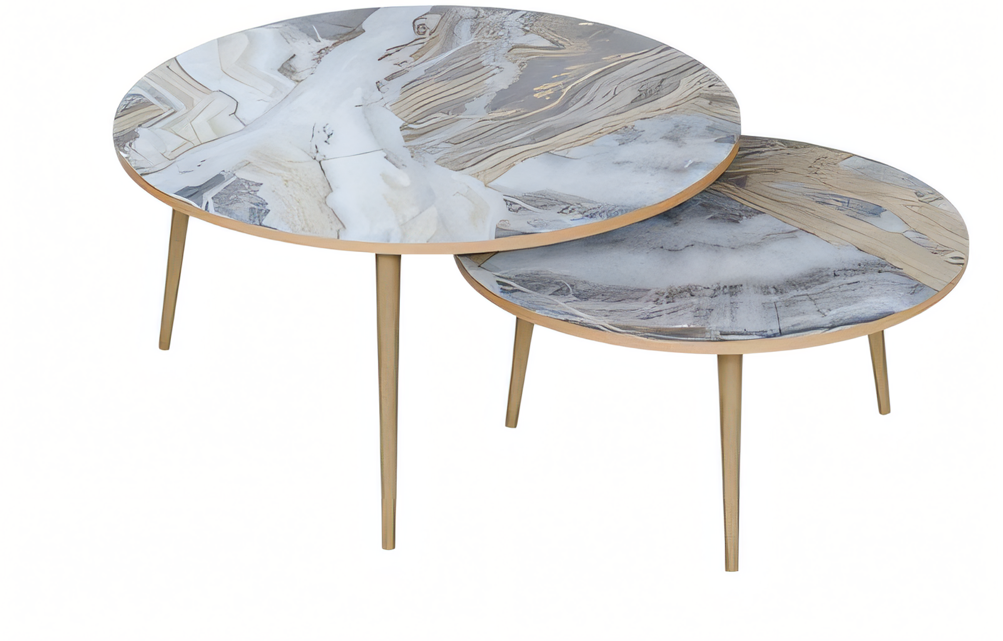 2er Set Beistelltische aus Holz in Mehrfarbig modern