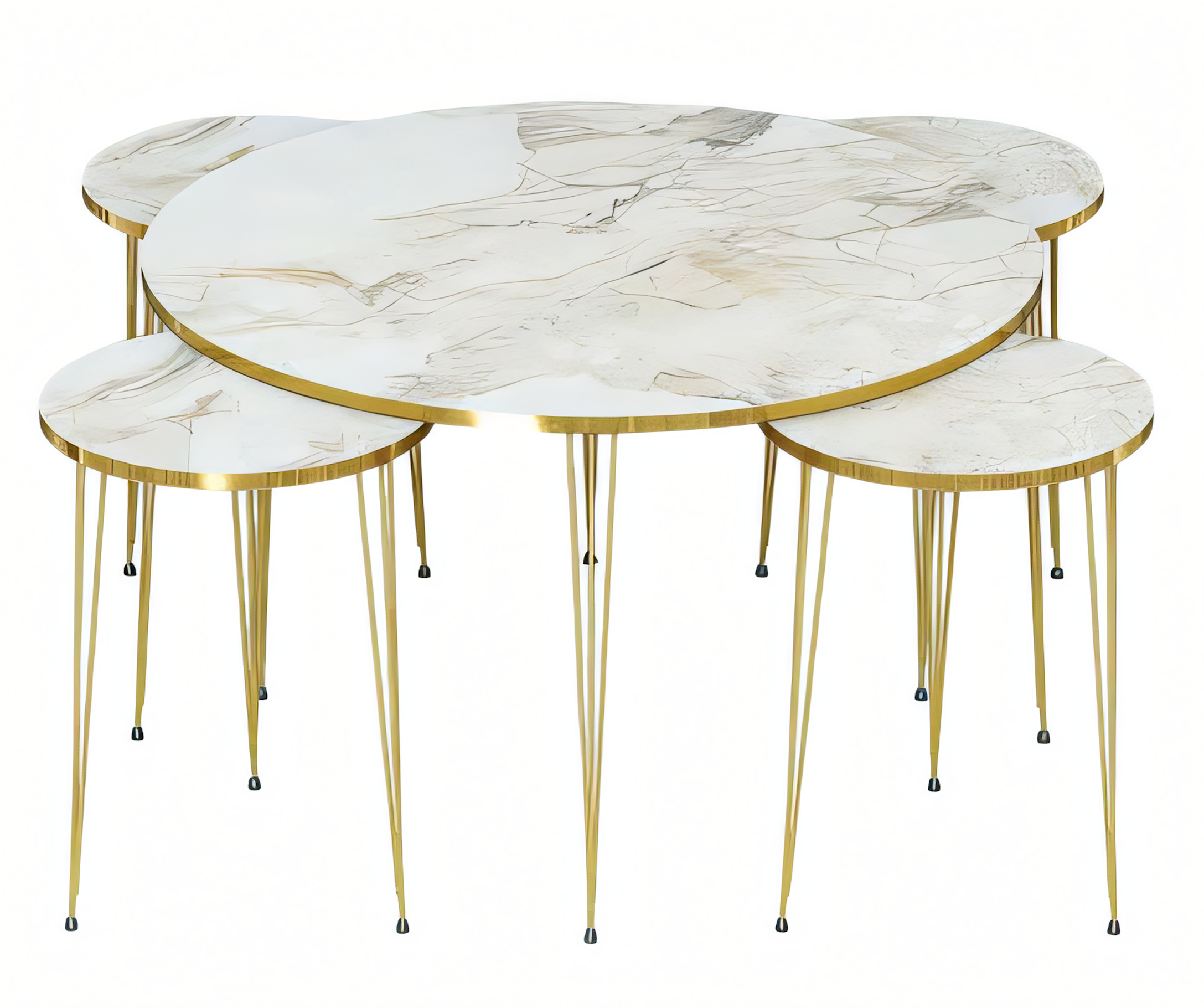 Eleganter weißer Holztisch mit Beistelltischen im modernen Design