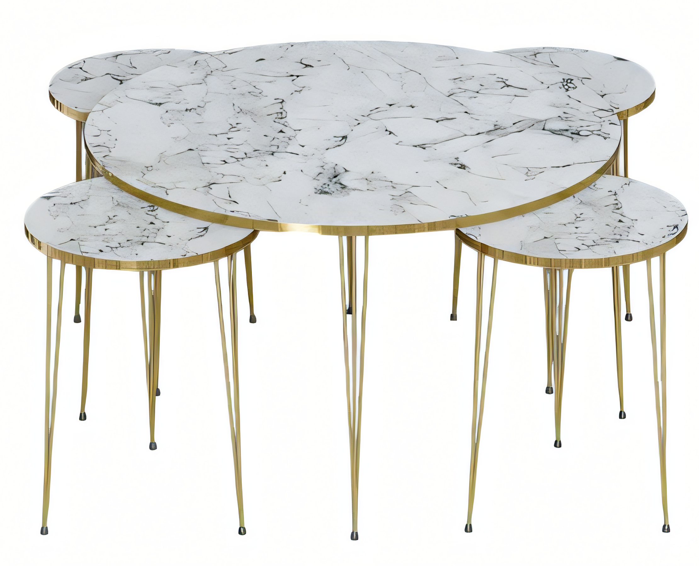 Eleganter weißer Holz-Couchtisch mit Beistelltischen im modernen Stil