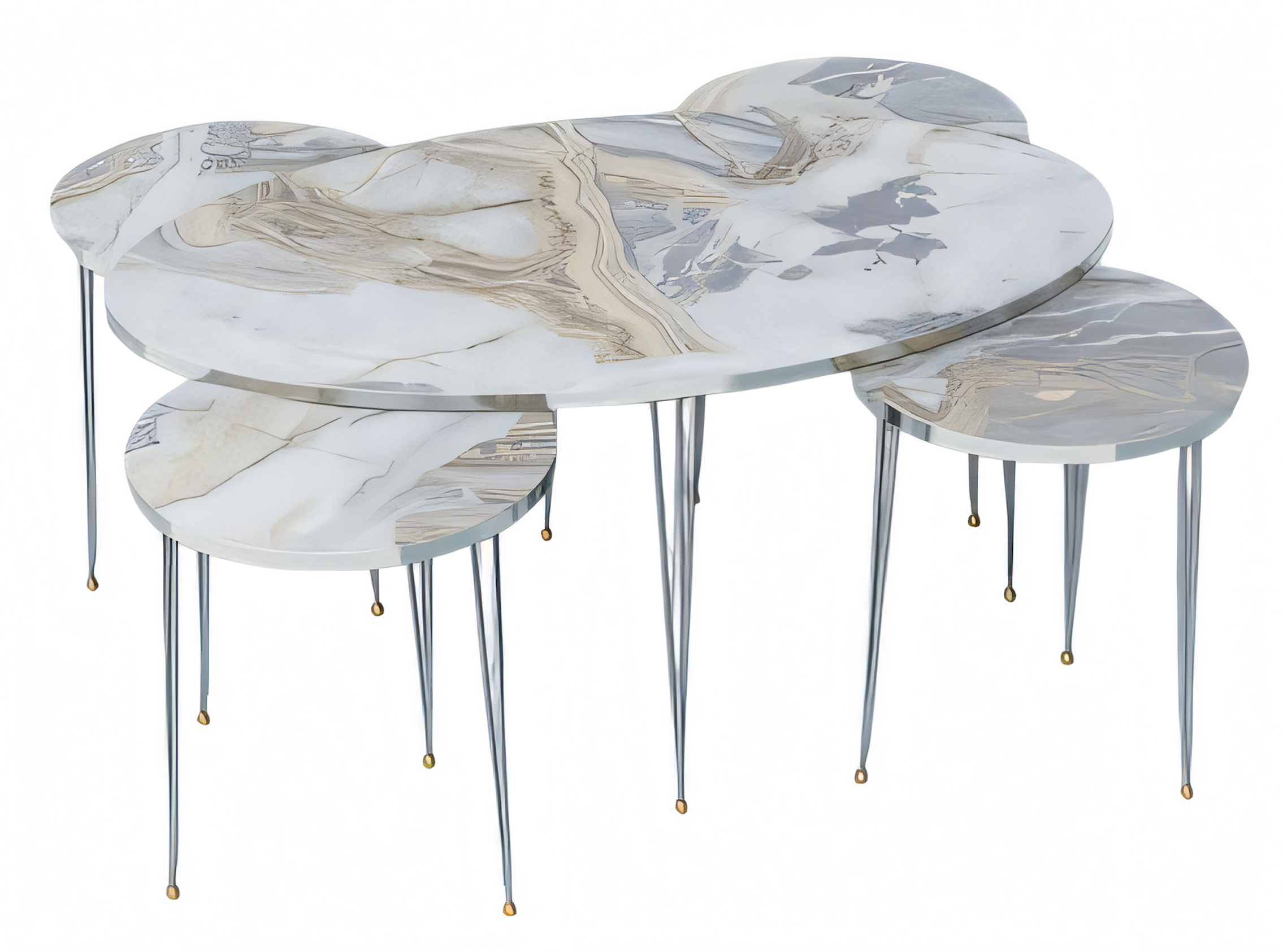 Moderner Holz-Couchtisch mit Beistelltischen in Mehrfarbdesign